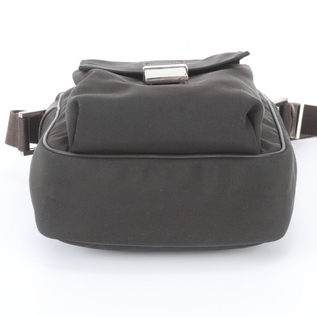 Gucci Brown Leather Nylon Messenger Bag Shoulder Bag Tote Bag (Pre-Owned)