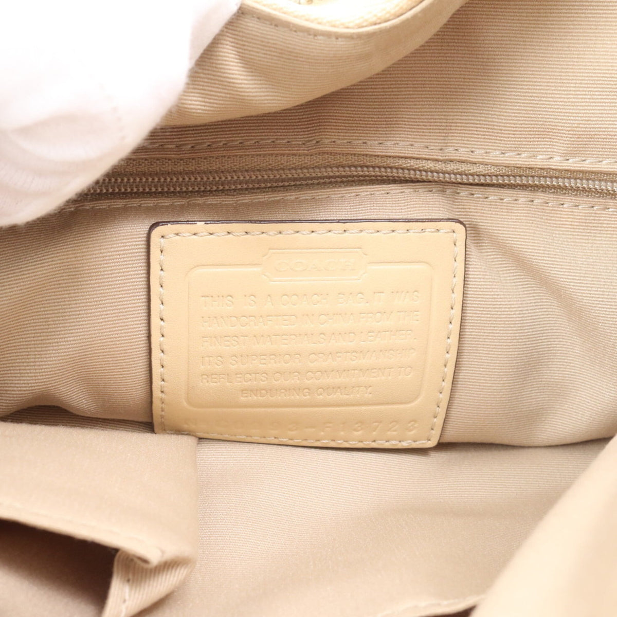 Coach Beige Leather Canvas Handbag Shoulder Bag (Pre-Owned)