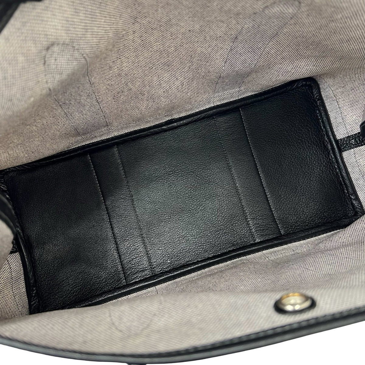 Hermes Black Gray Toile H Negonda Leather Handbag Tote Bag (Pre-Owned)