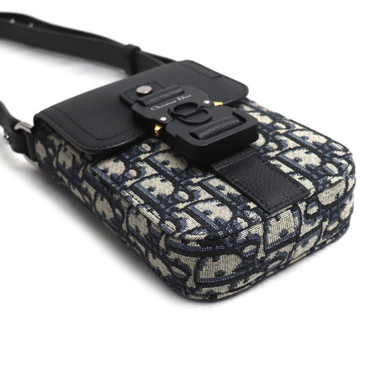 Christian Dior Black Leather Jacquard Shoulder Bag (Pre-Owned)
