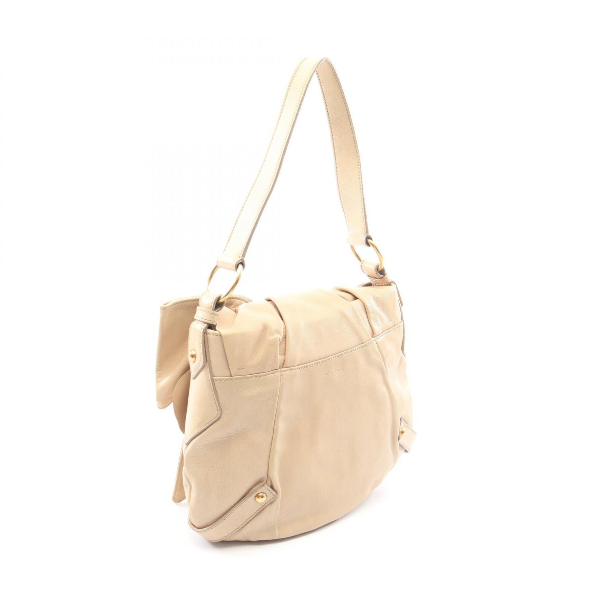 Yves Saint Laurent Beige Leather Handbag Shoulder Bag (Pre-Owned)