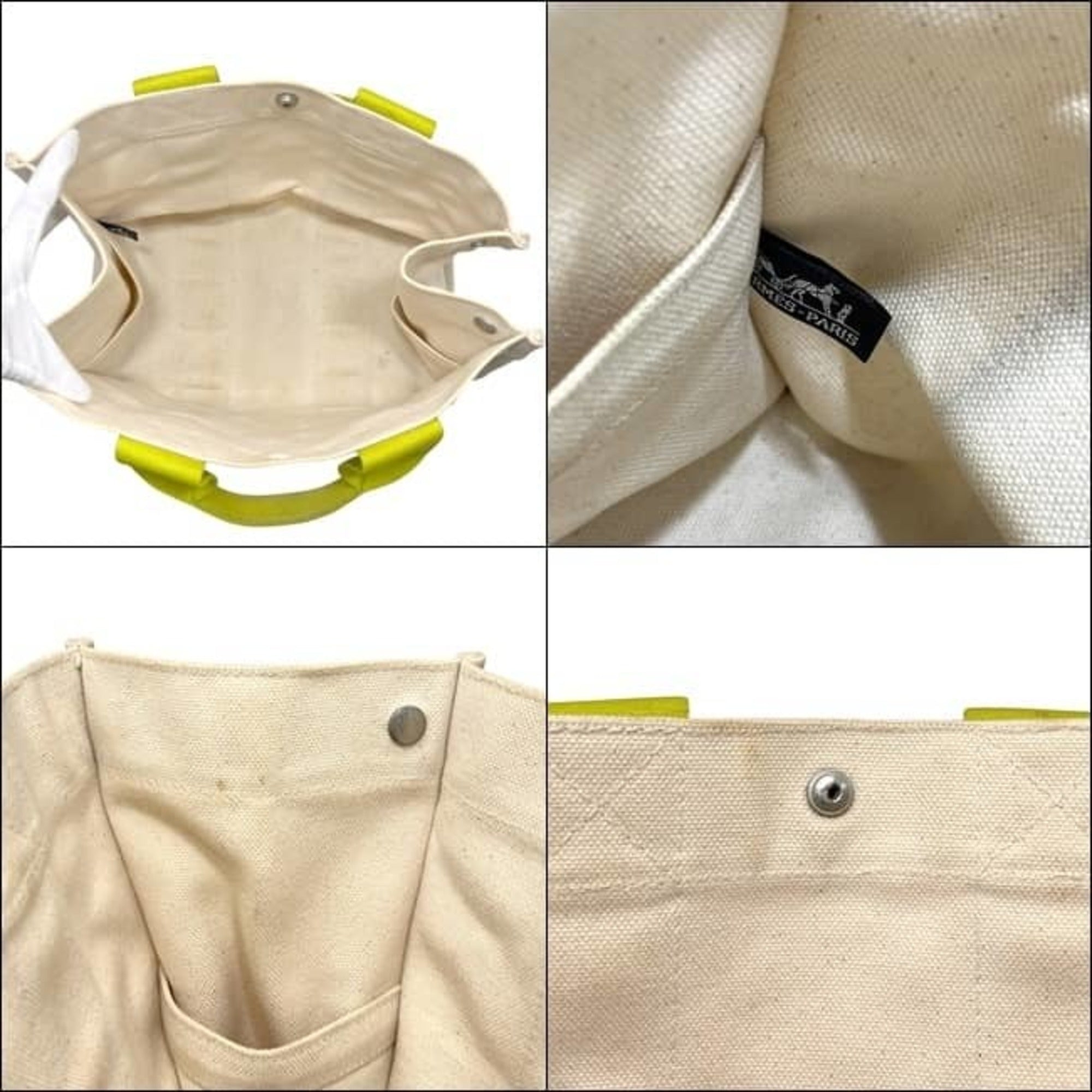Hermes Bora Bora Green White Canvas Tote Bag (Pre-Owned)