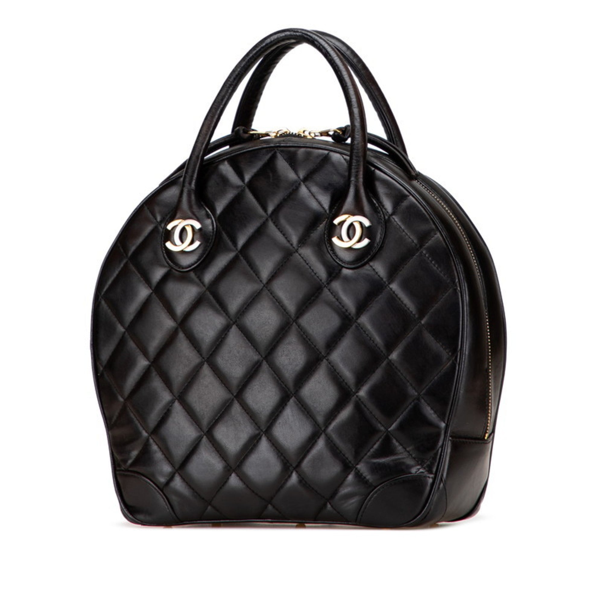 Chanel Matelasse Black Leather Handbag (Pre-Owned)