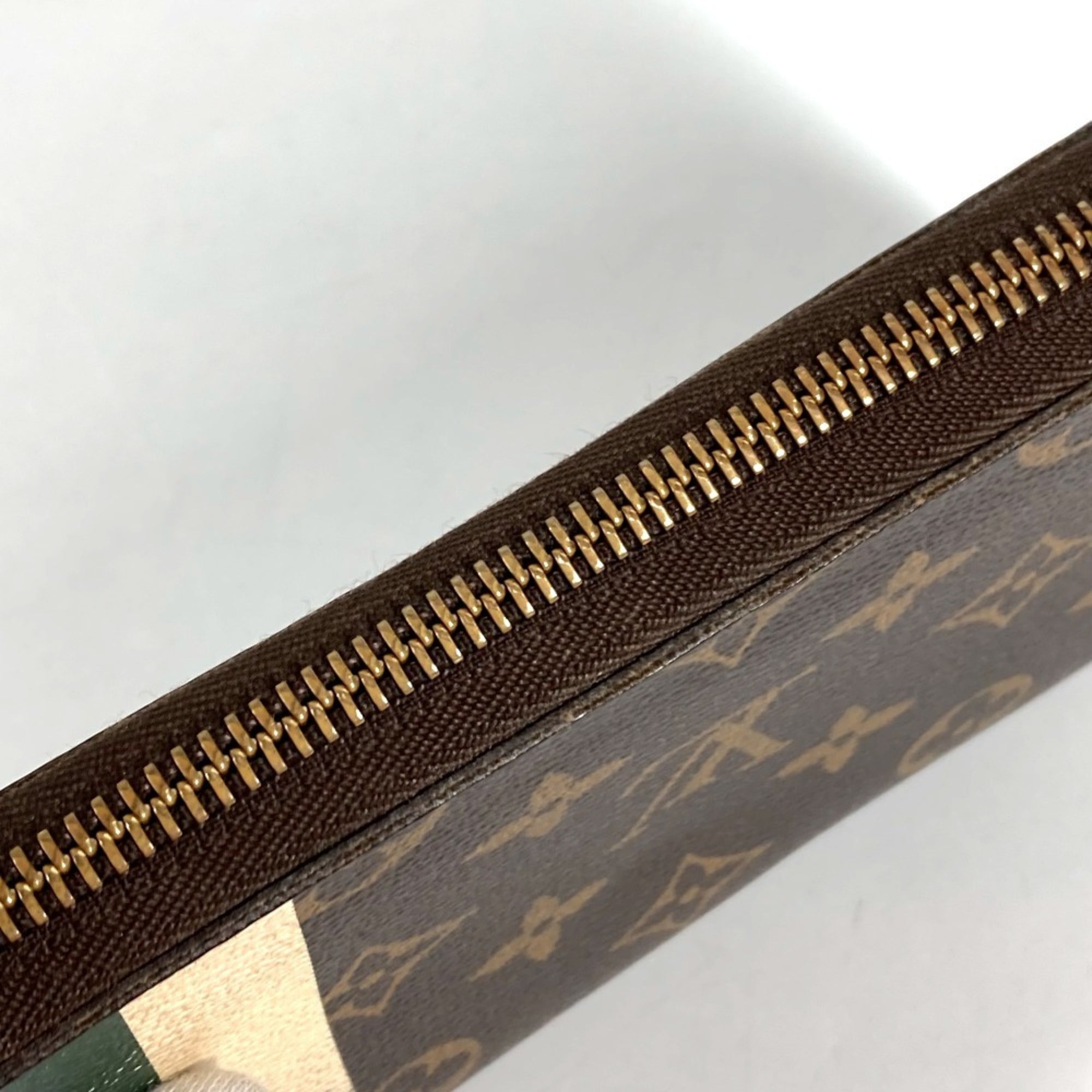 Louis Vuitton Brown Green Monogram Long Wallet (Bi-Fold) (Pre-Owned)
