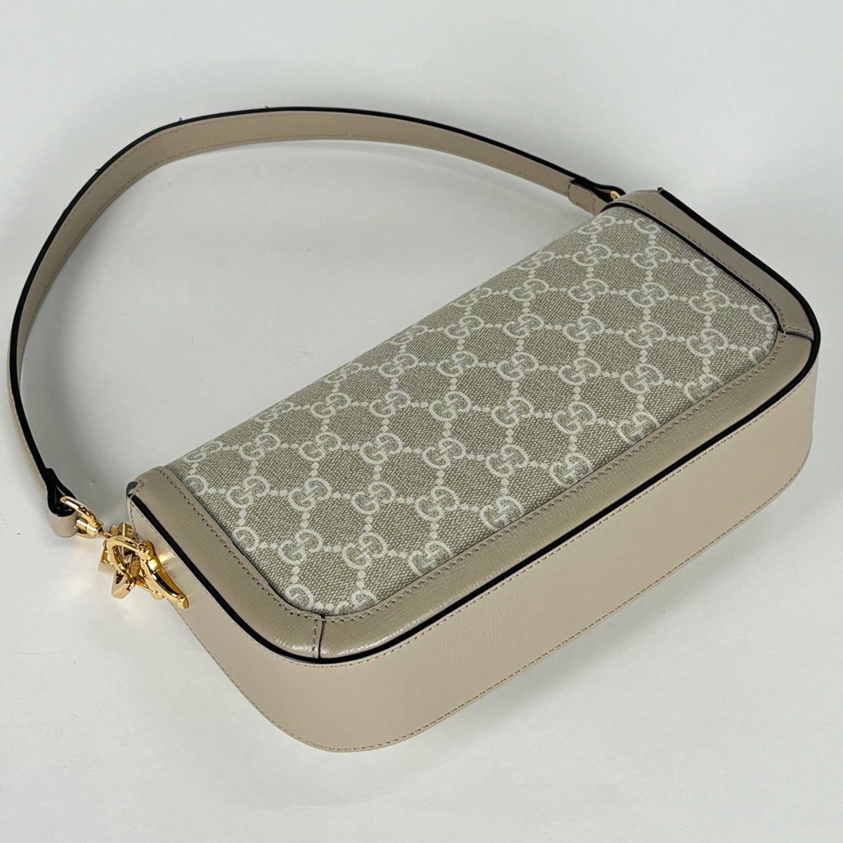 Gucci Horsebit Beige Gg Supreme Leather Handbag (Pre-Owned)