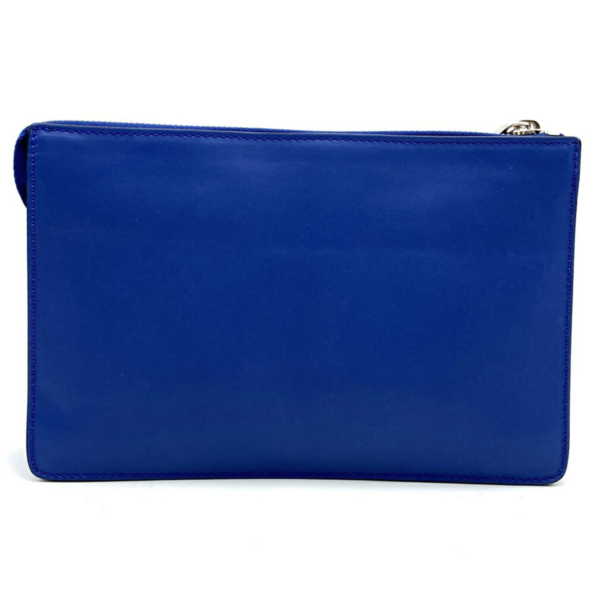 Fendi Blue Leather Clutch Bag Pouch (Pre-Owned)