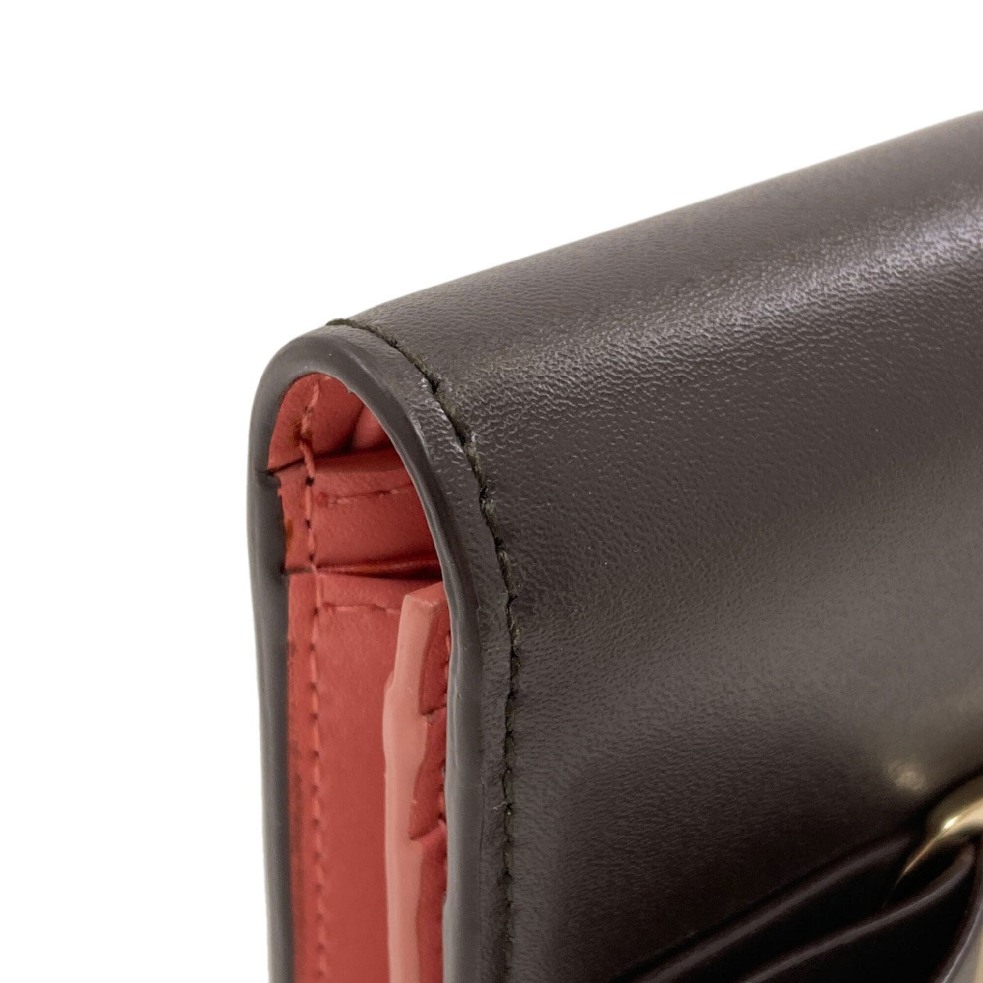Salvatore Ferragamo Brown Pink Leather Wallet (Bi-Fold) (Pre-Owned)