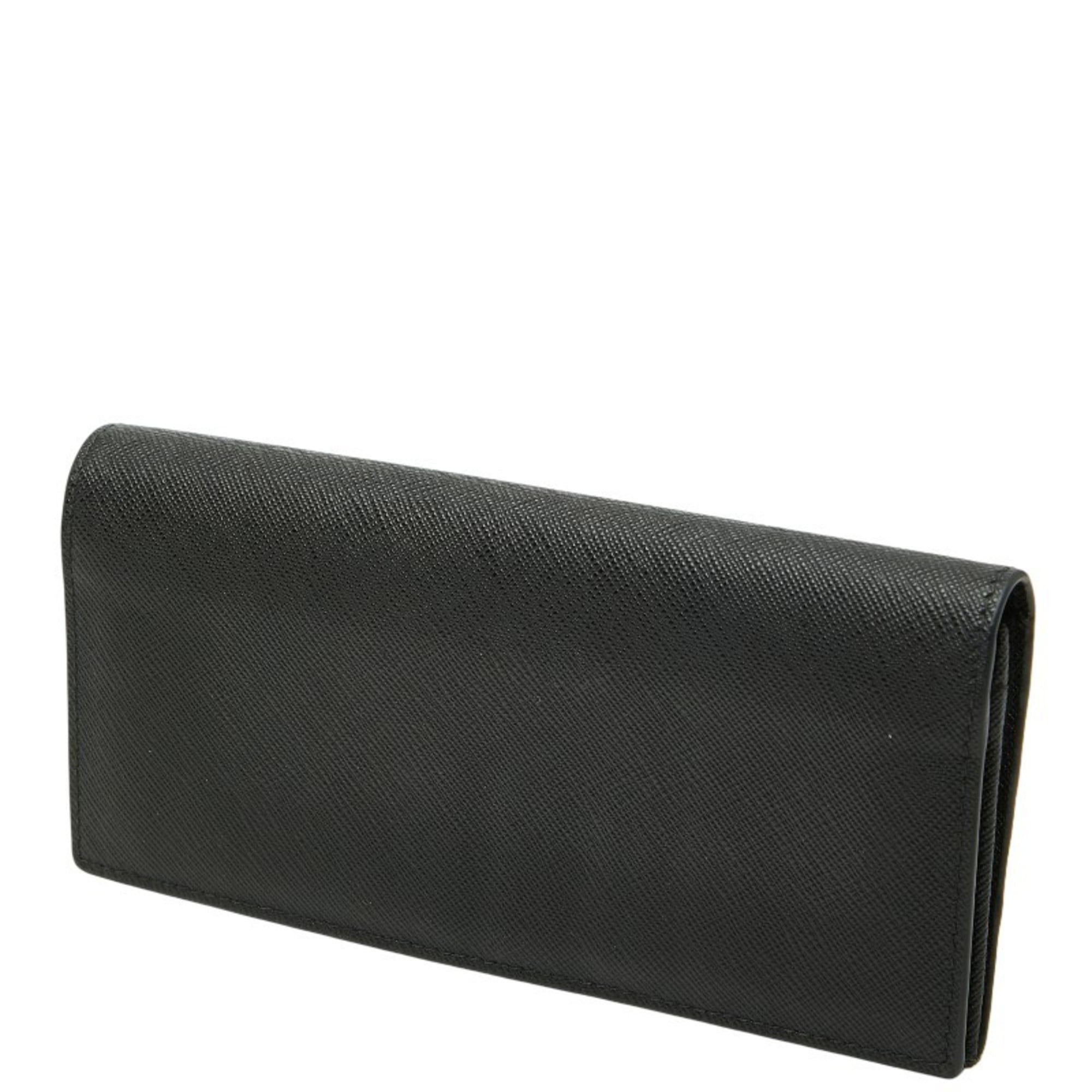 Prada Black Nero Leather Long Wallet (Bi-Fold) (Pre-Owned)