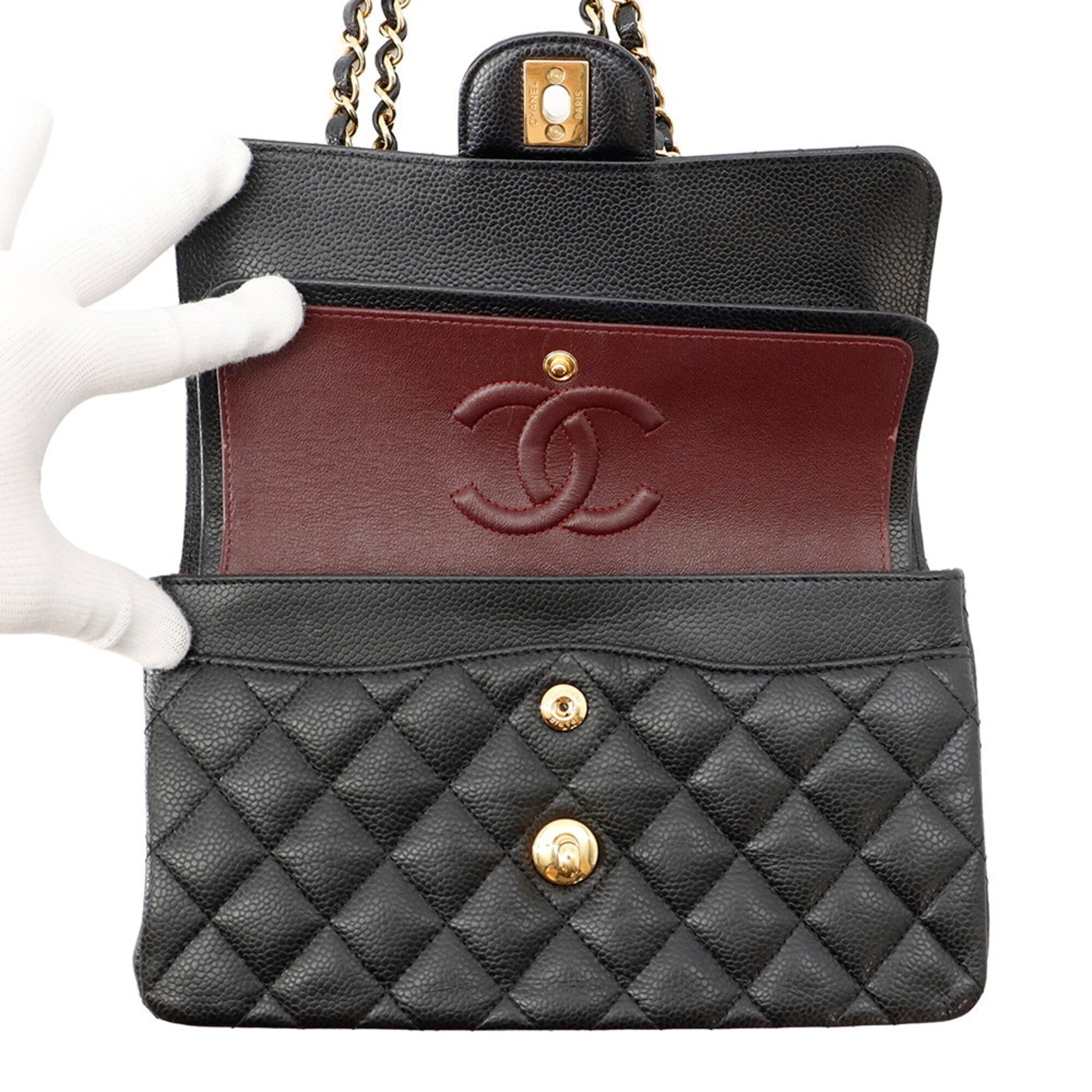 Chanel Matelasse Black Grained Calfskin Handbag Shoulder Bag (Pre-Owned)
