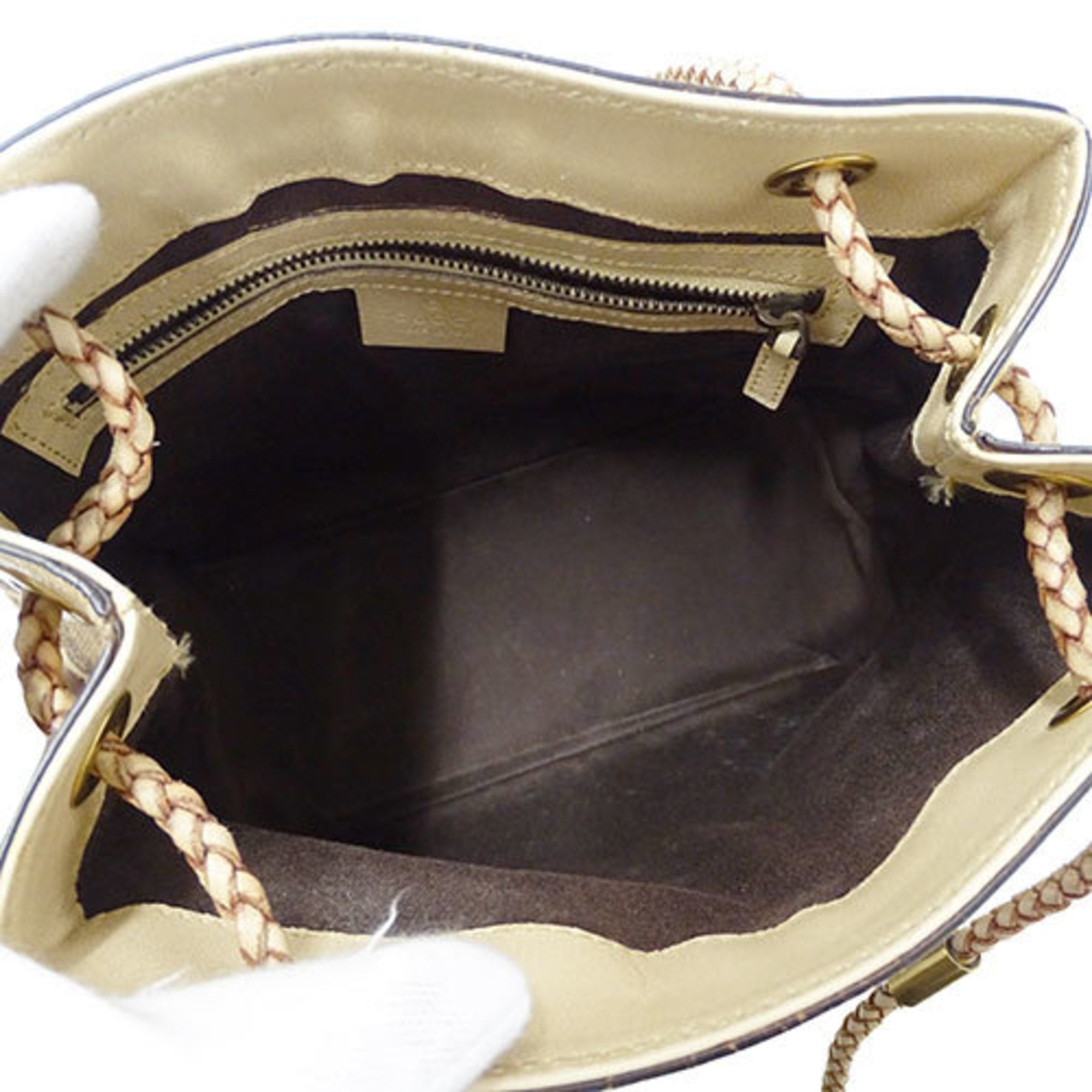 Gucci Beige Gg Canvas Handbag Shoulder Bag (Pre-Owned)