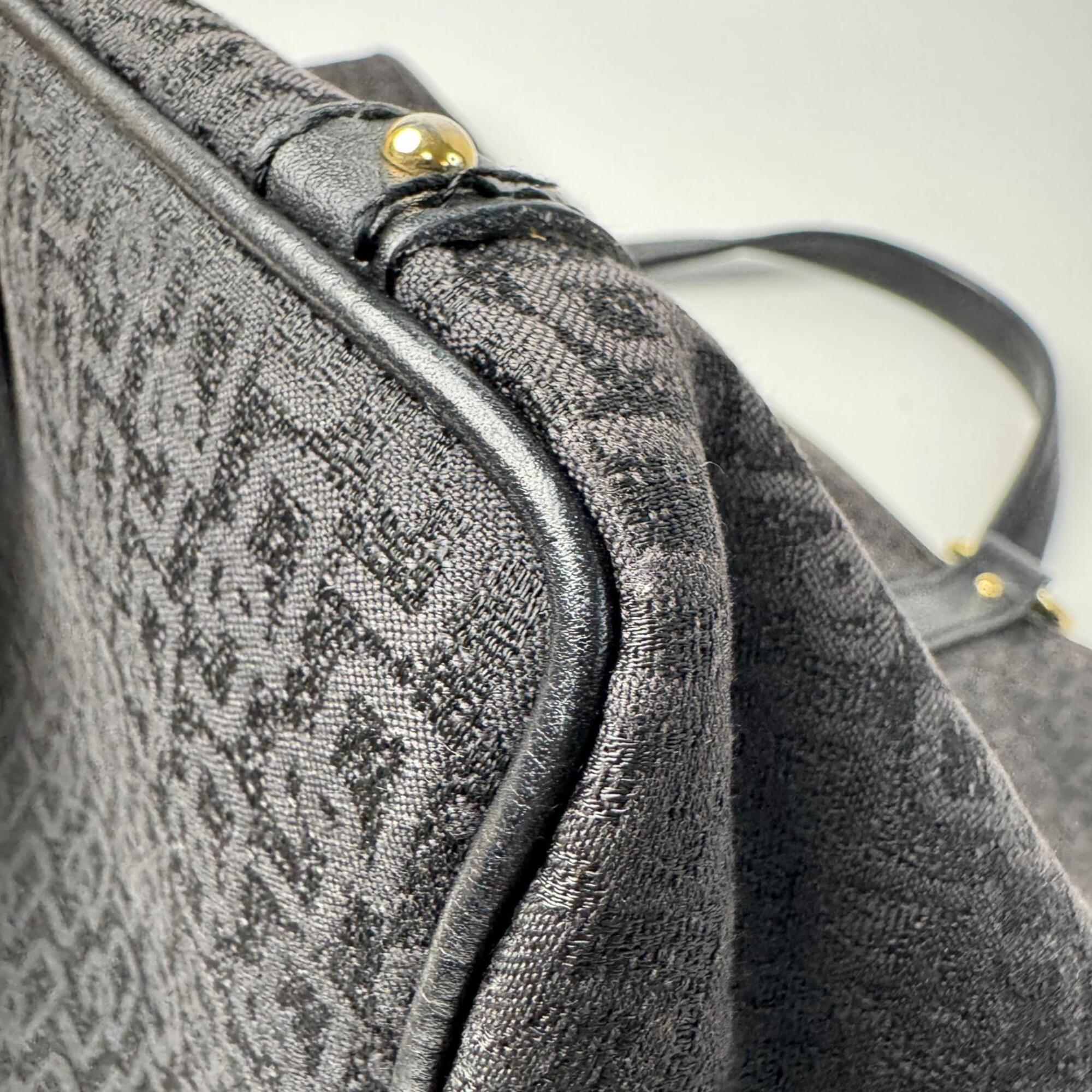 Dolce & Gabbana Dark Brown Canvas Leather Handbag Tote Bag (Pre-Owned)
