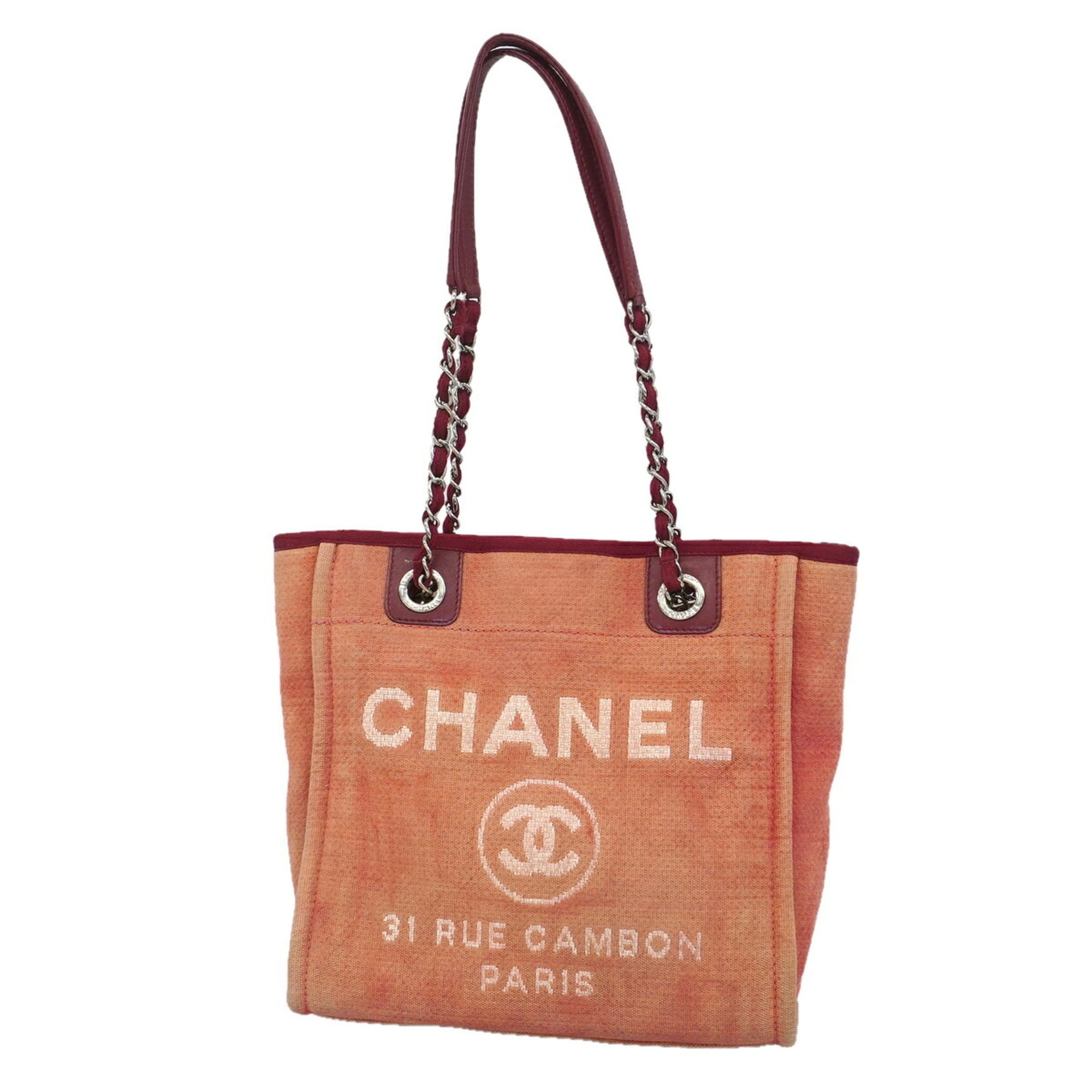 Chanel Red Color Canvas Tote Bag (Pre-Owned)