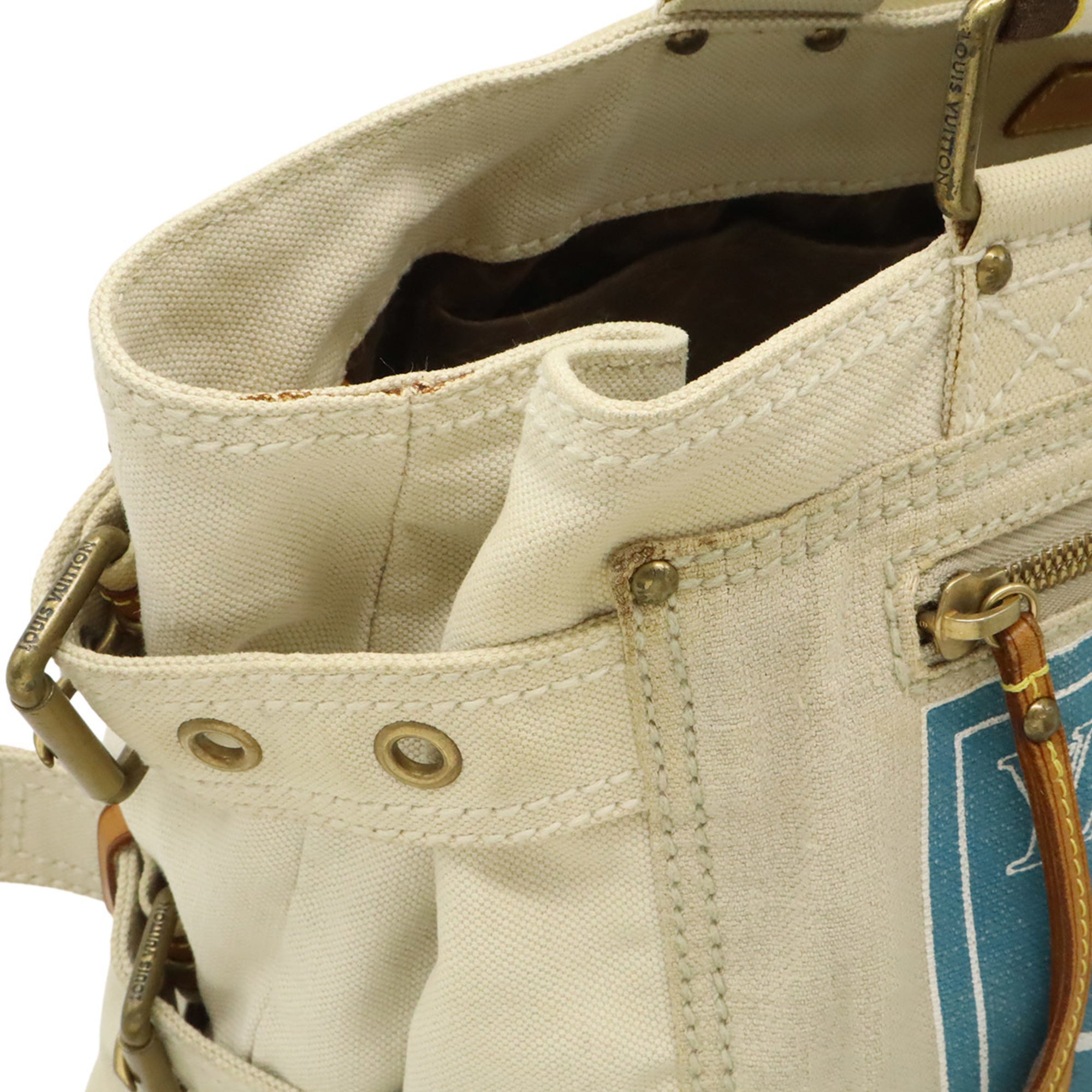 Louis Vuitton Blue Natural Cotton Canvas Tote Bag (Pre-Owned)