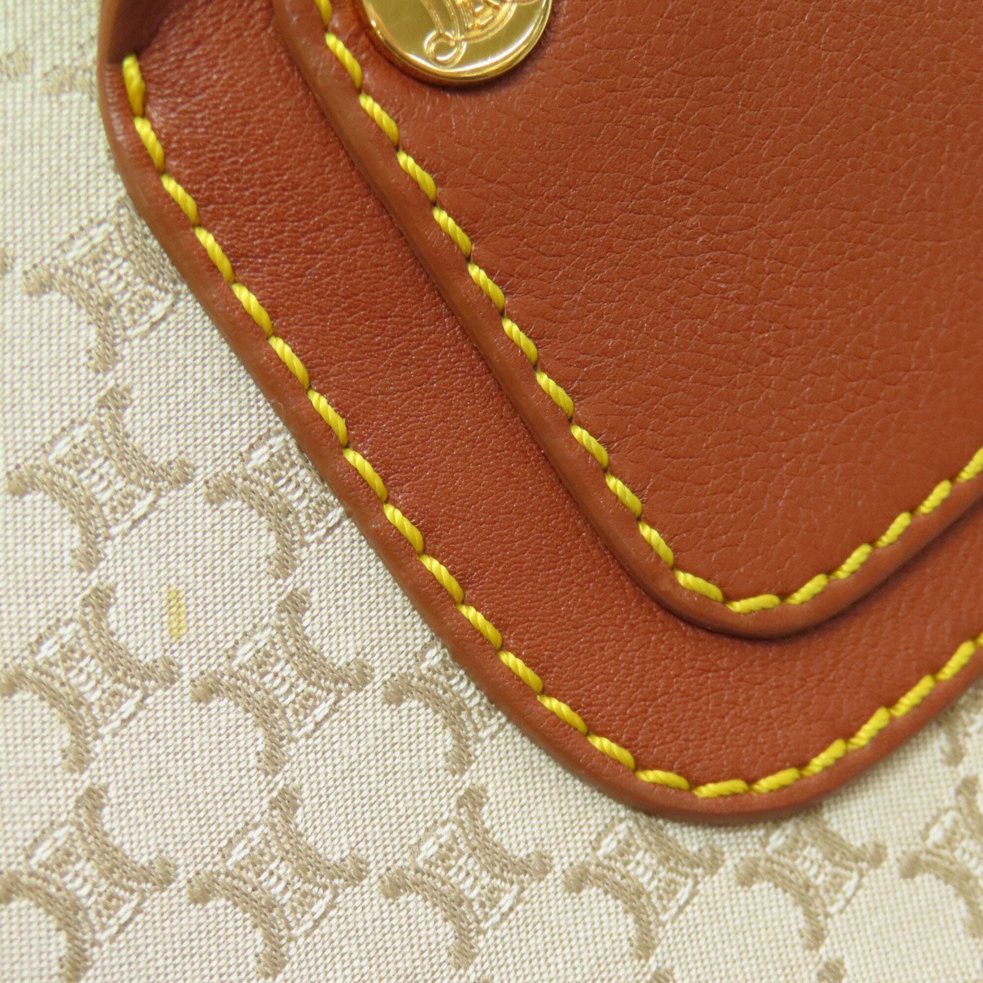 Celine Beige Brown Canvas Handbag (Pre-Owned)