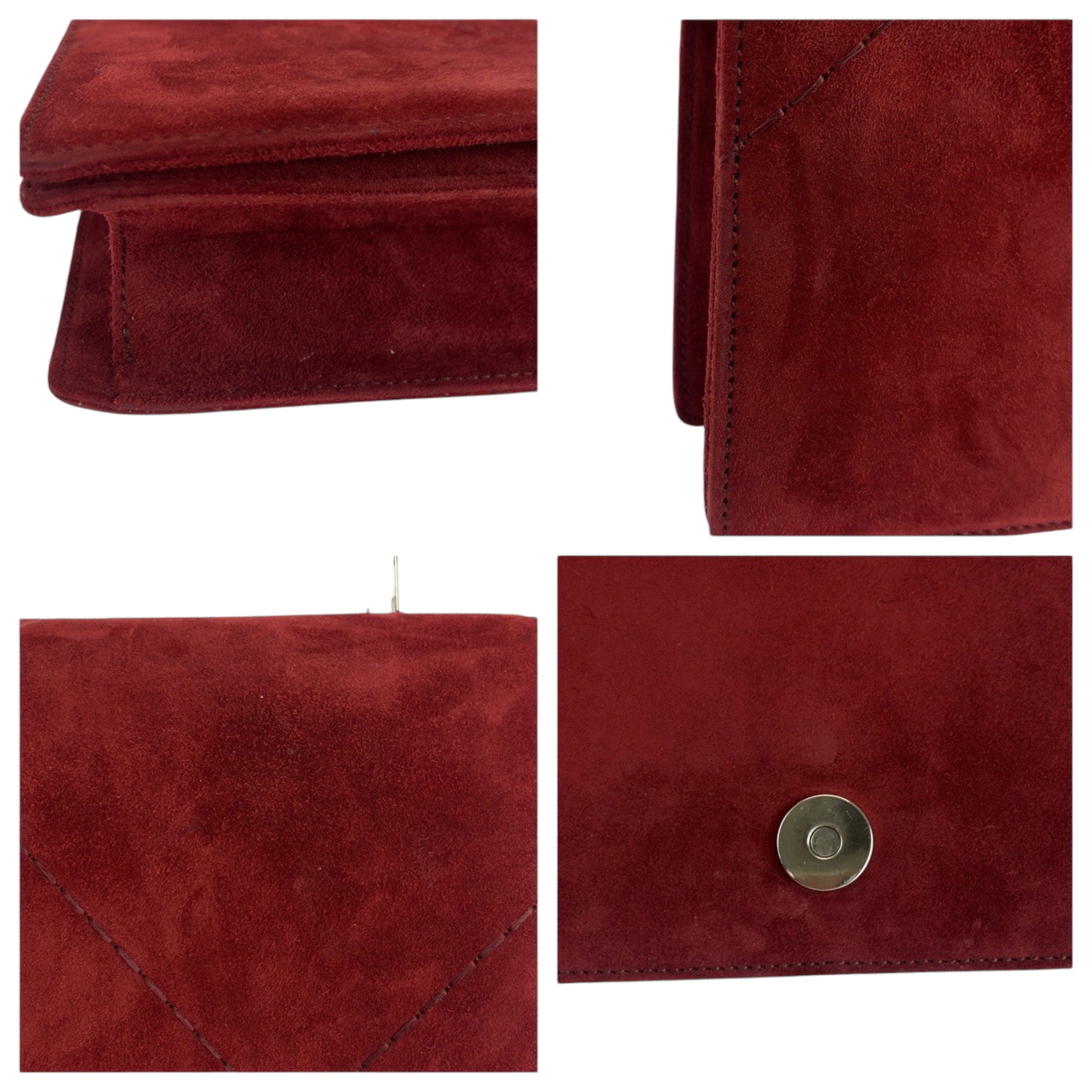 Salvatore Ferragamo Red Color Suede Handbag Shoulder Bag (Pre-Owned)