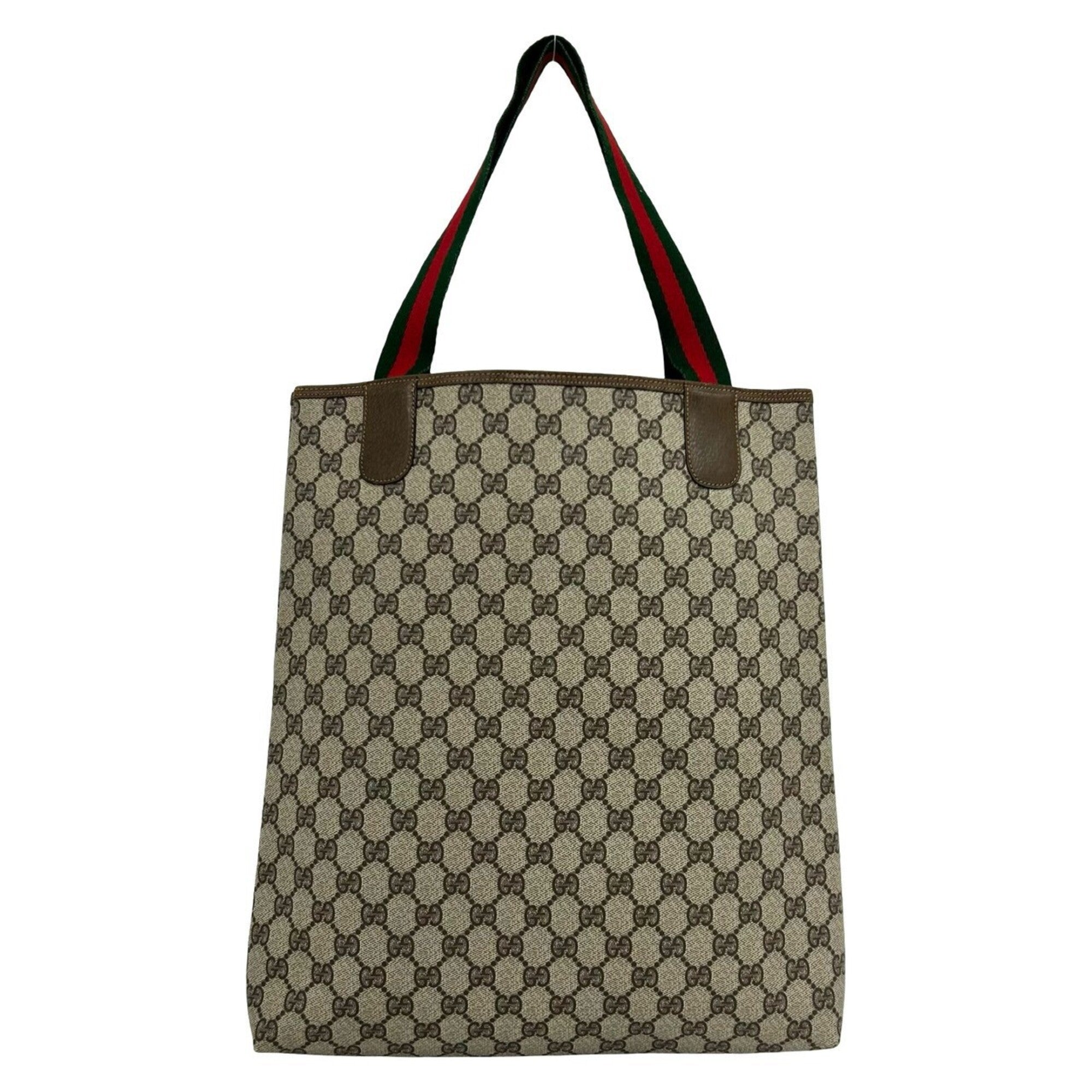 Gucci Brown Green Red Color Leather Pvc Shoulder Bag Tote Bag (Pre-Owned)