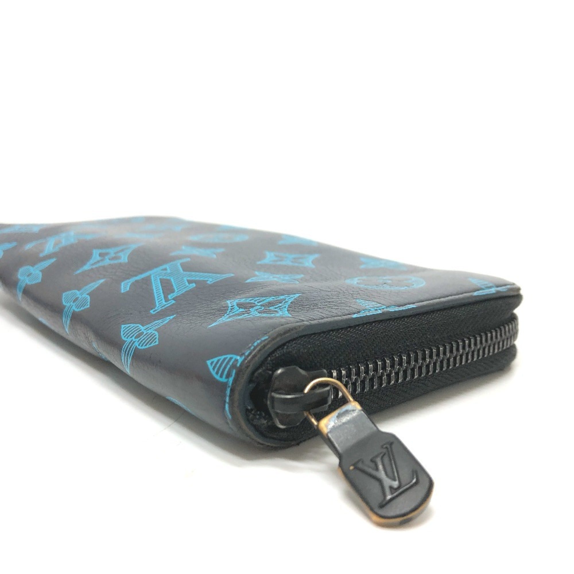Louis Vuitton Monogram Shadow Galle Navy Monogram Shadow Long Wallet (Bi-Fold) (Pre-Owned)