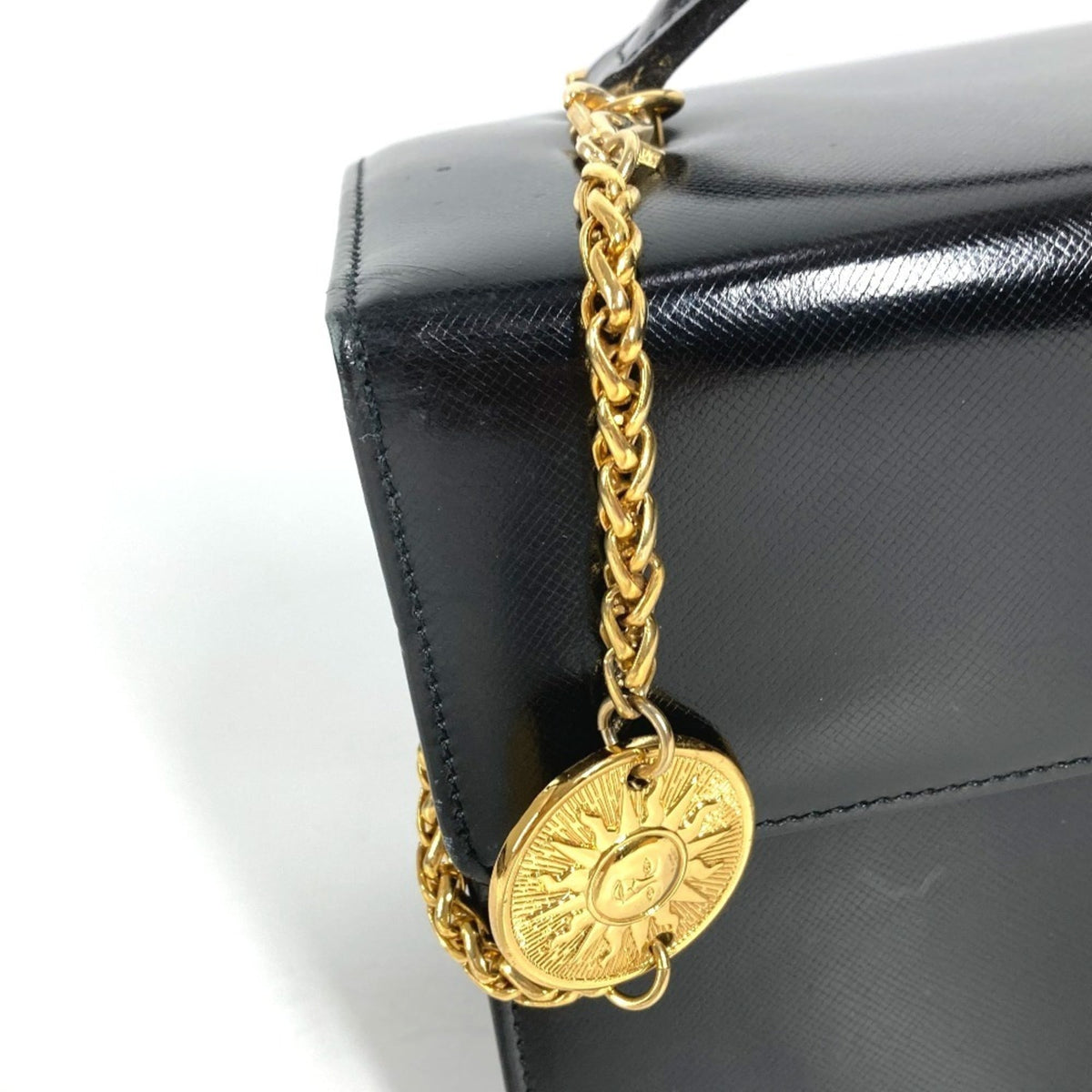 Versace Black Leather Handbag Vanity Bag (Pre-Owned)
