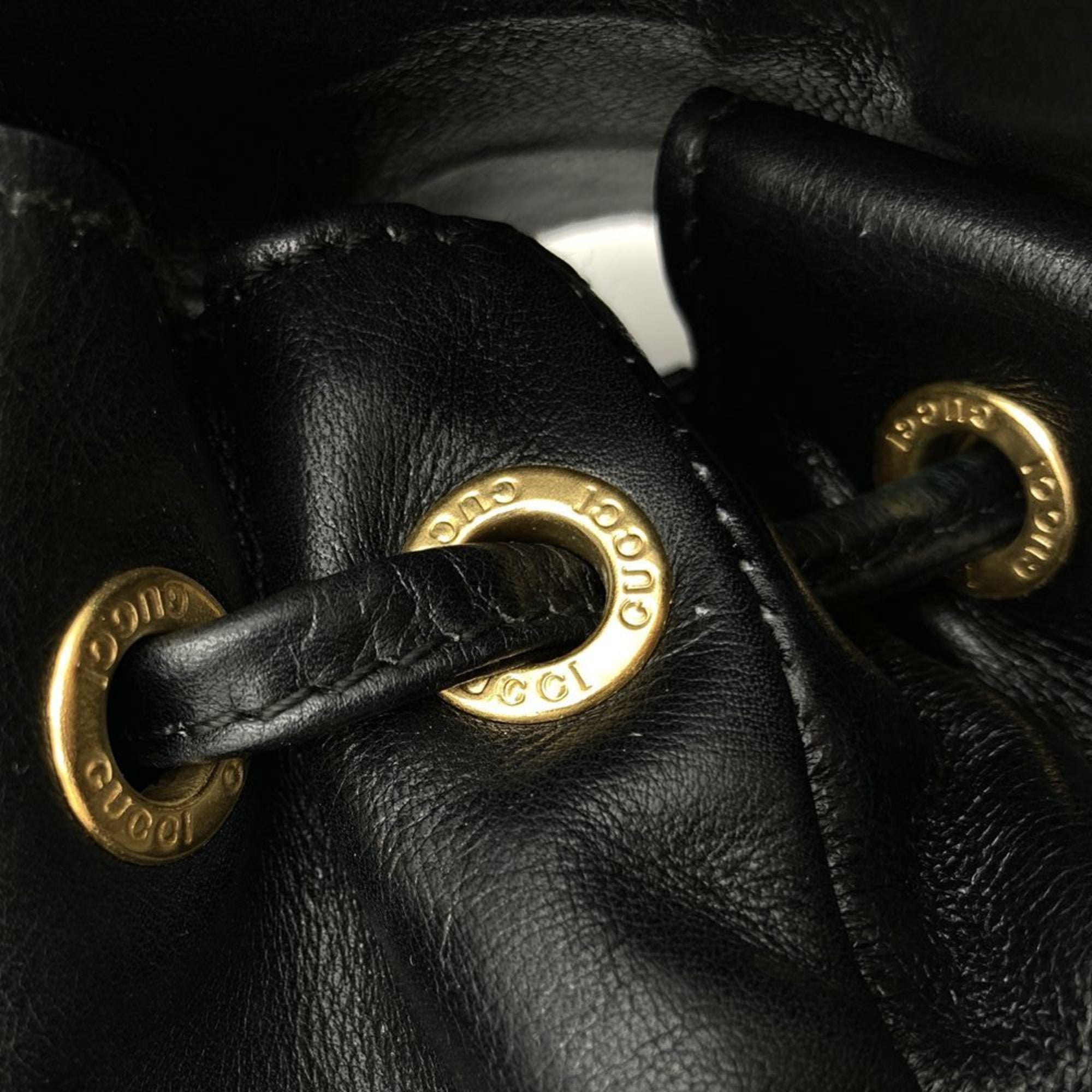 Gucci Black Leather Bamboo Backpack (Pre-Owned)