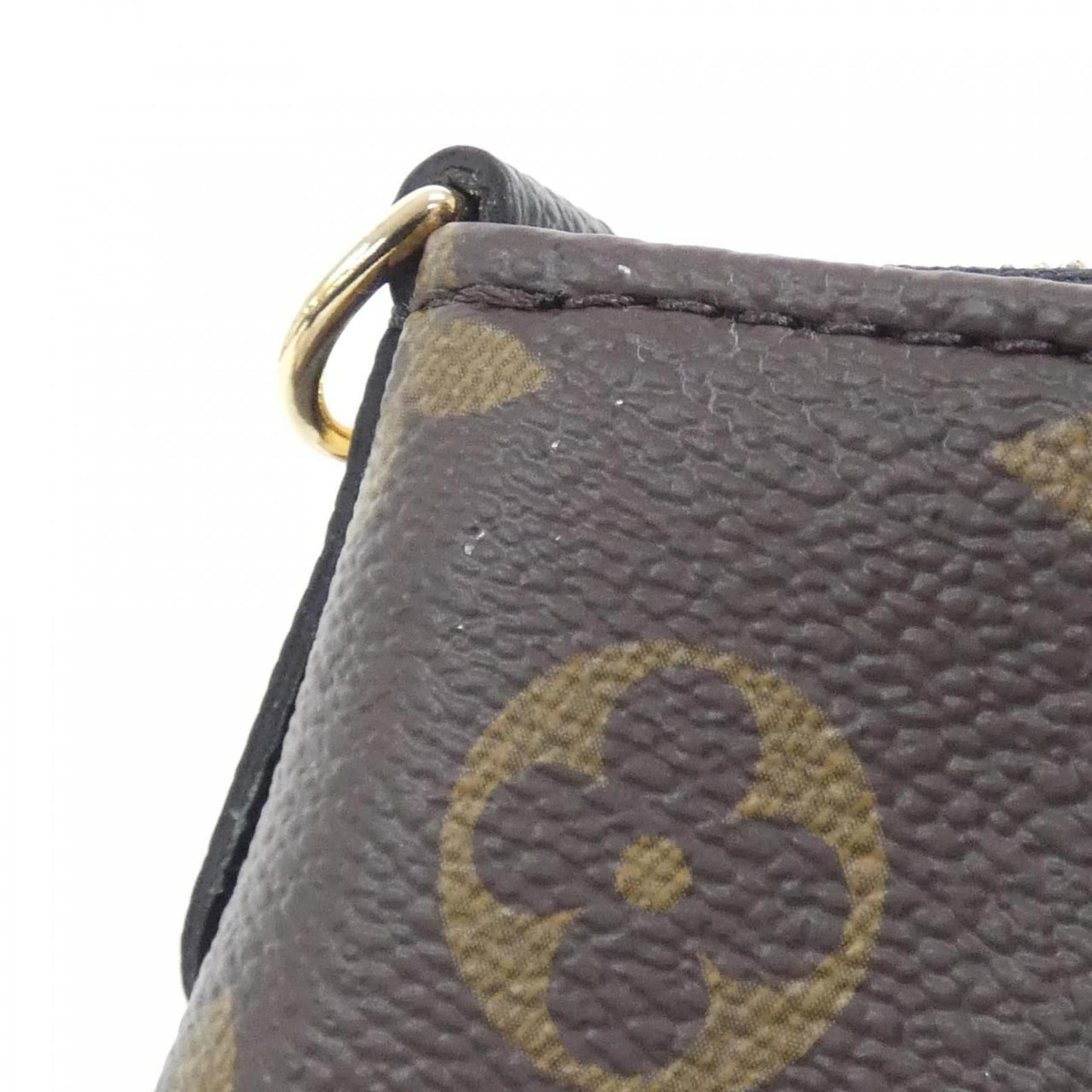 Louis Vuitton Monogram Black Marron Coated Canvas Shoulder Bag (Pre-Owned)