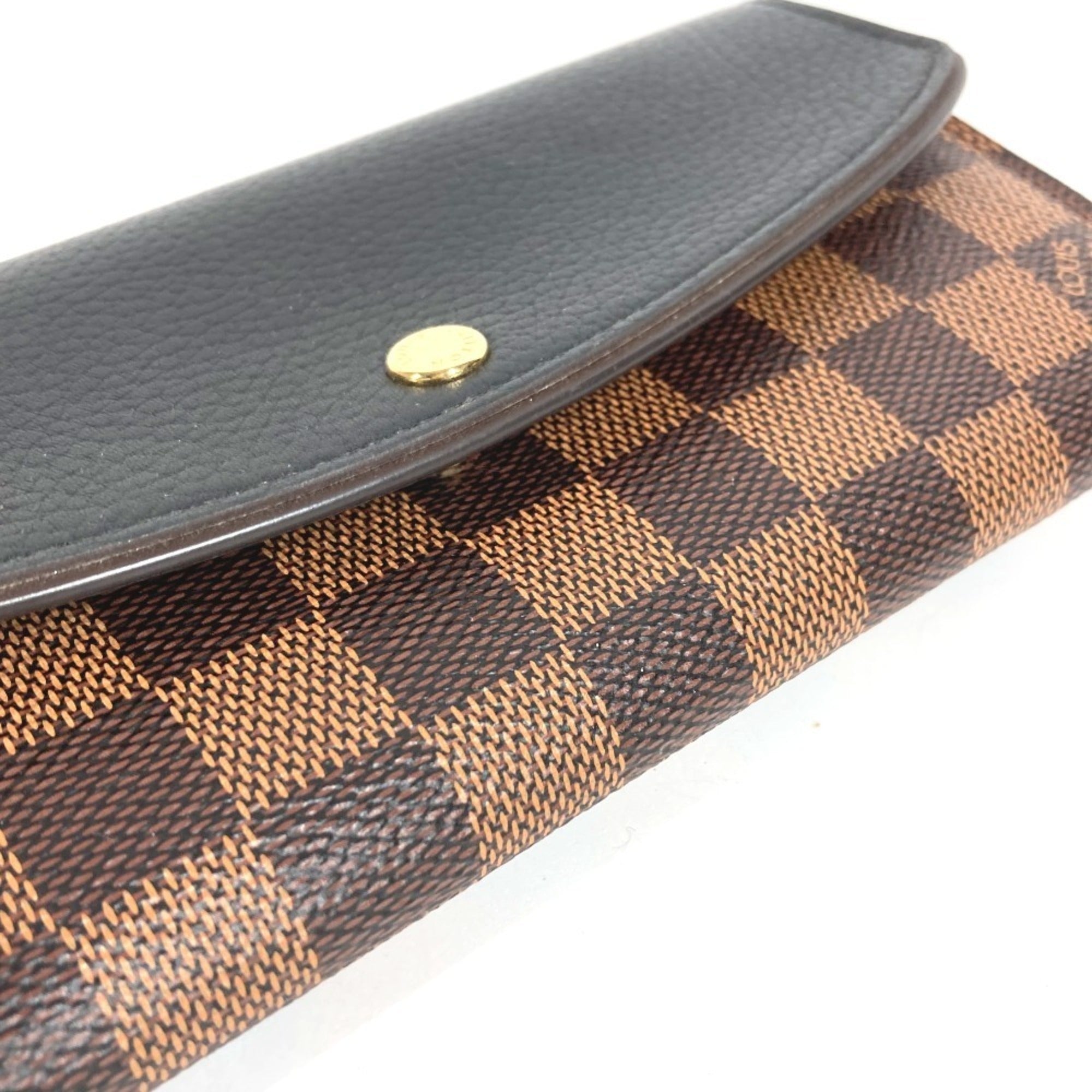 Louis Vuitton Black Brown Damier Canvas Long Wallet (Bi-Fold) (Pre-Owned)
