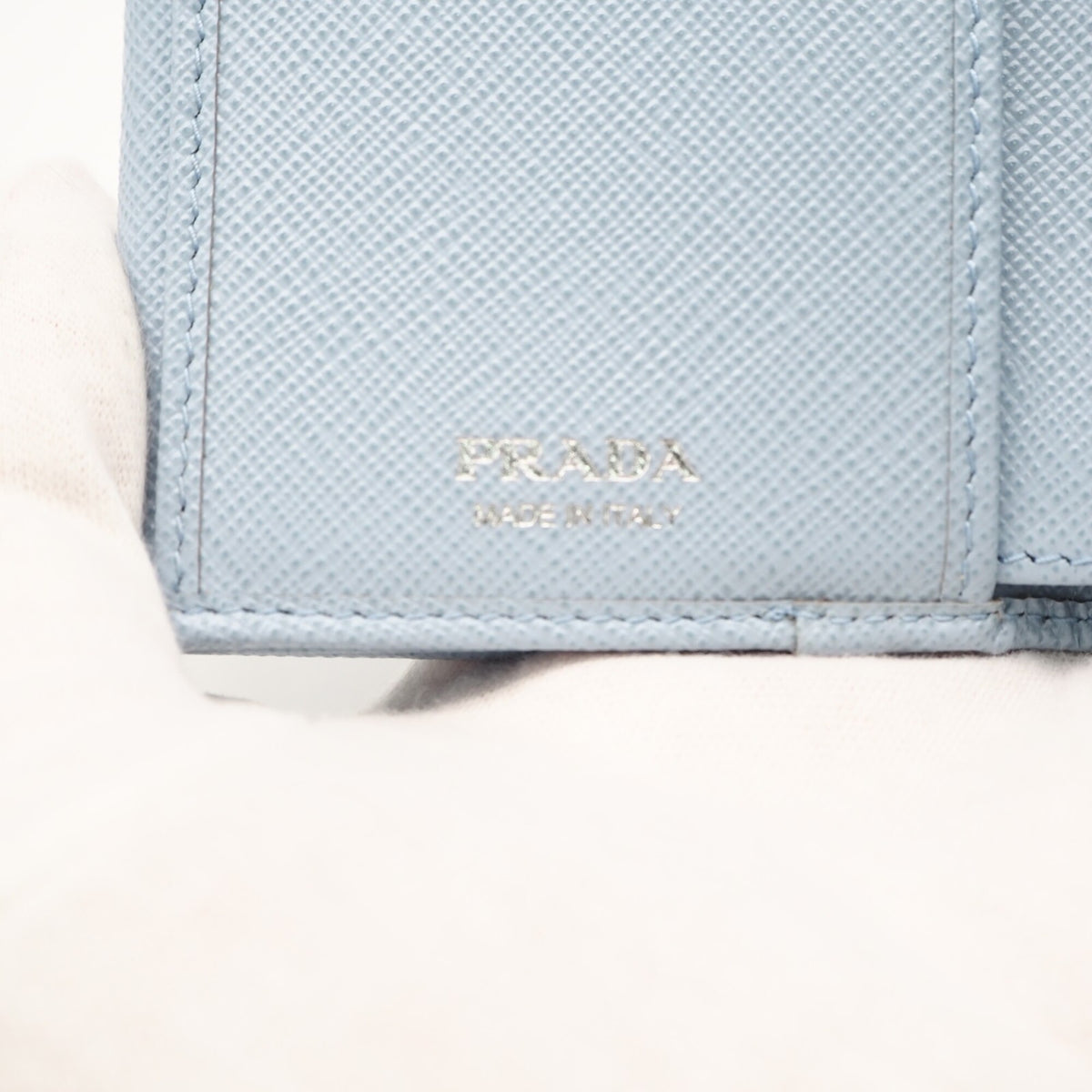 Prada Saffiano Blue Saffiano Wallet (Tri-Fold) (Pre-Owned)