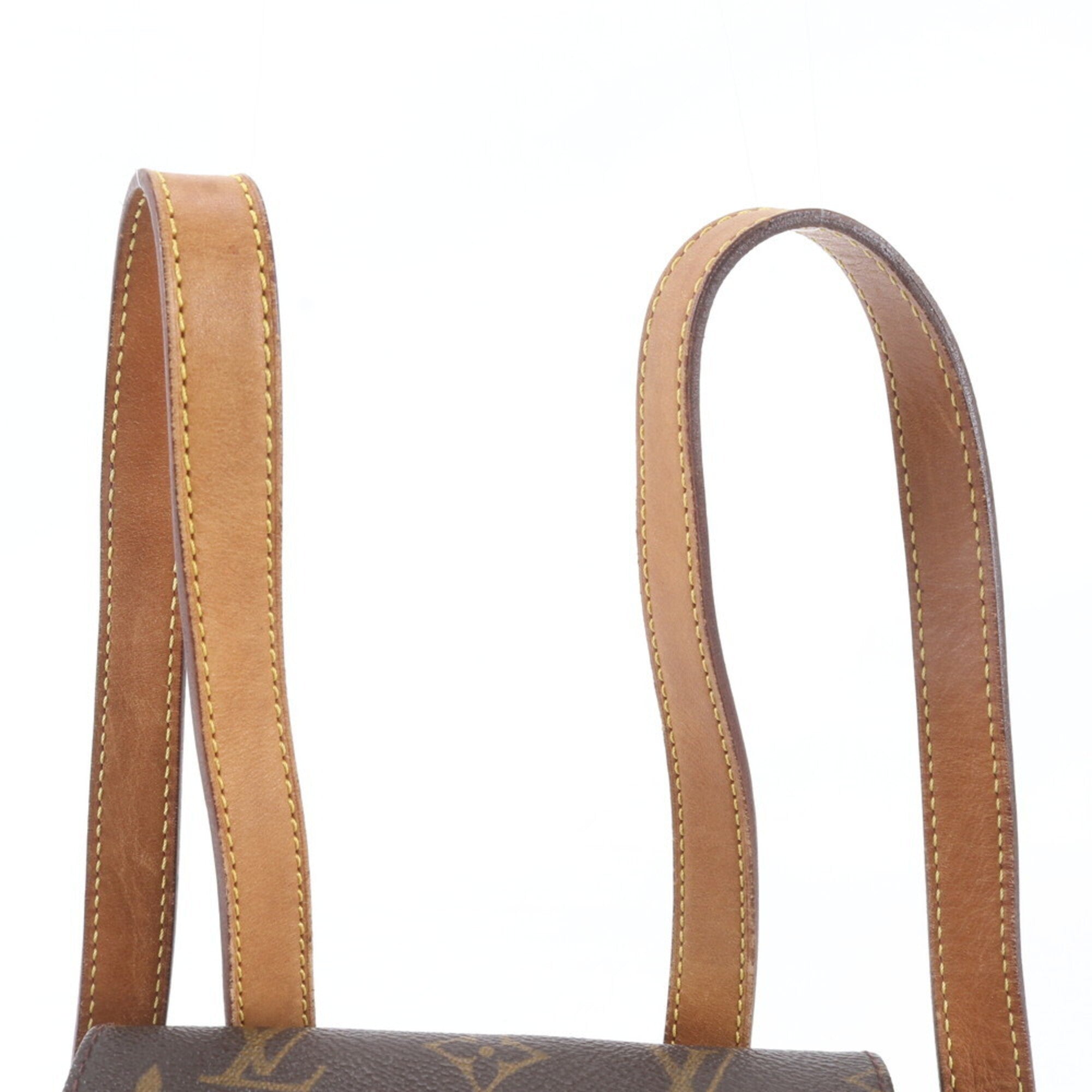 Louis Vuitton Brown Leather Coated Canvas Backpack Shoulder Bag (Pre-Owned)