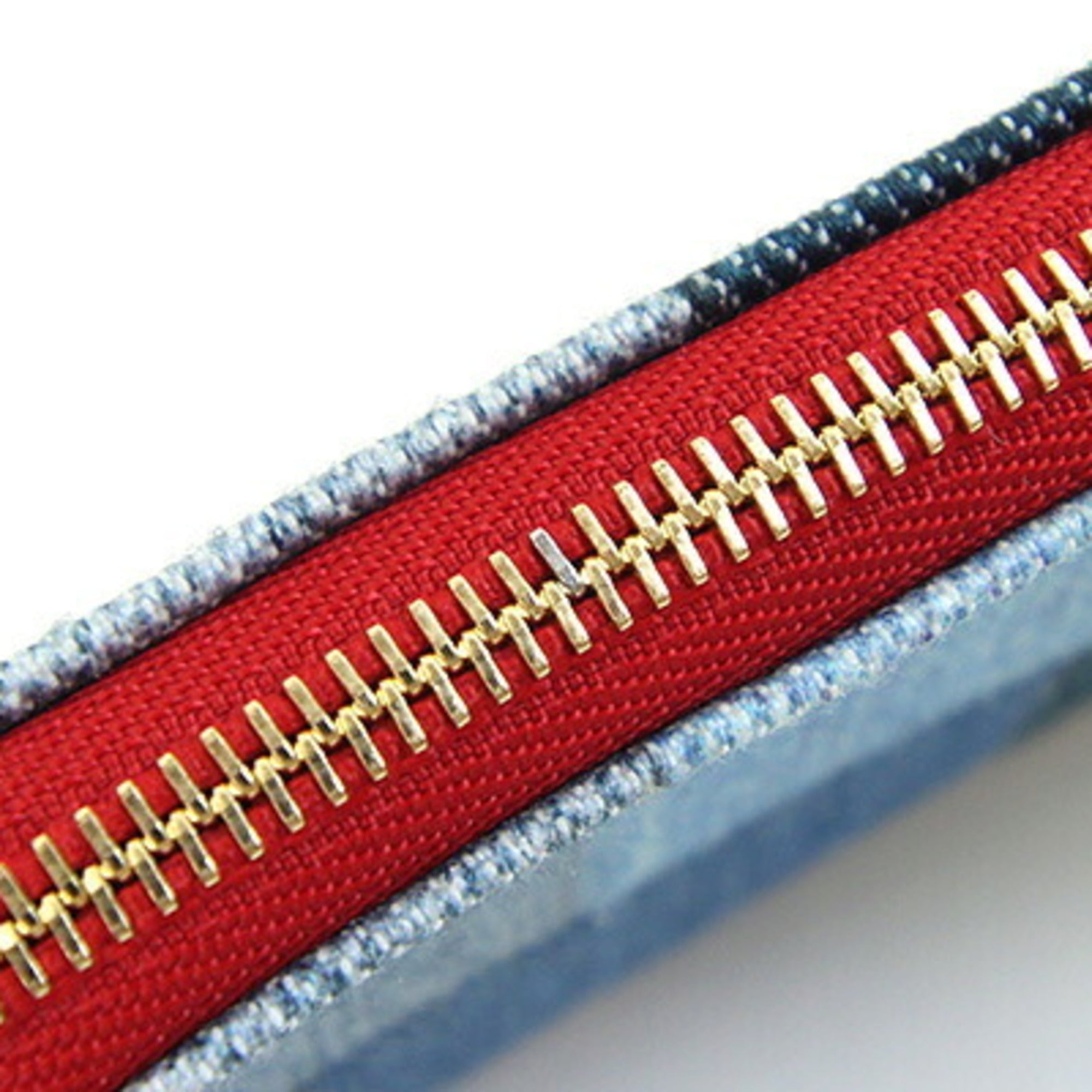 Louis Vuitton Blue Red Color Denim Leather Coin Purse/Coin Case (Pre-Owned)