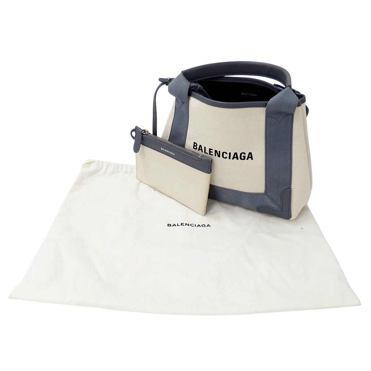 Balenciaga Gray Beige Canvas Handbag Pouch Shoulder Bag (Pre-Owned)