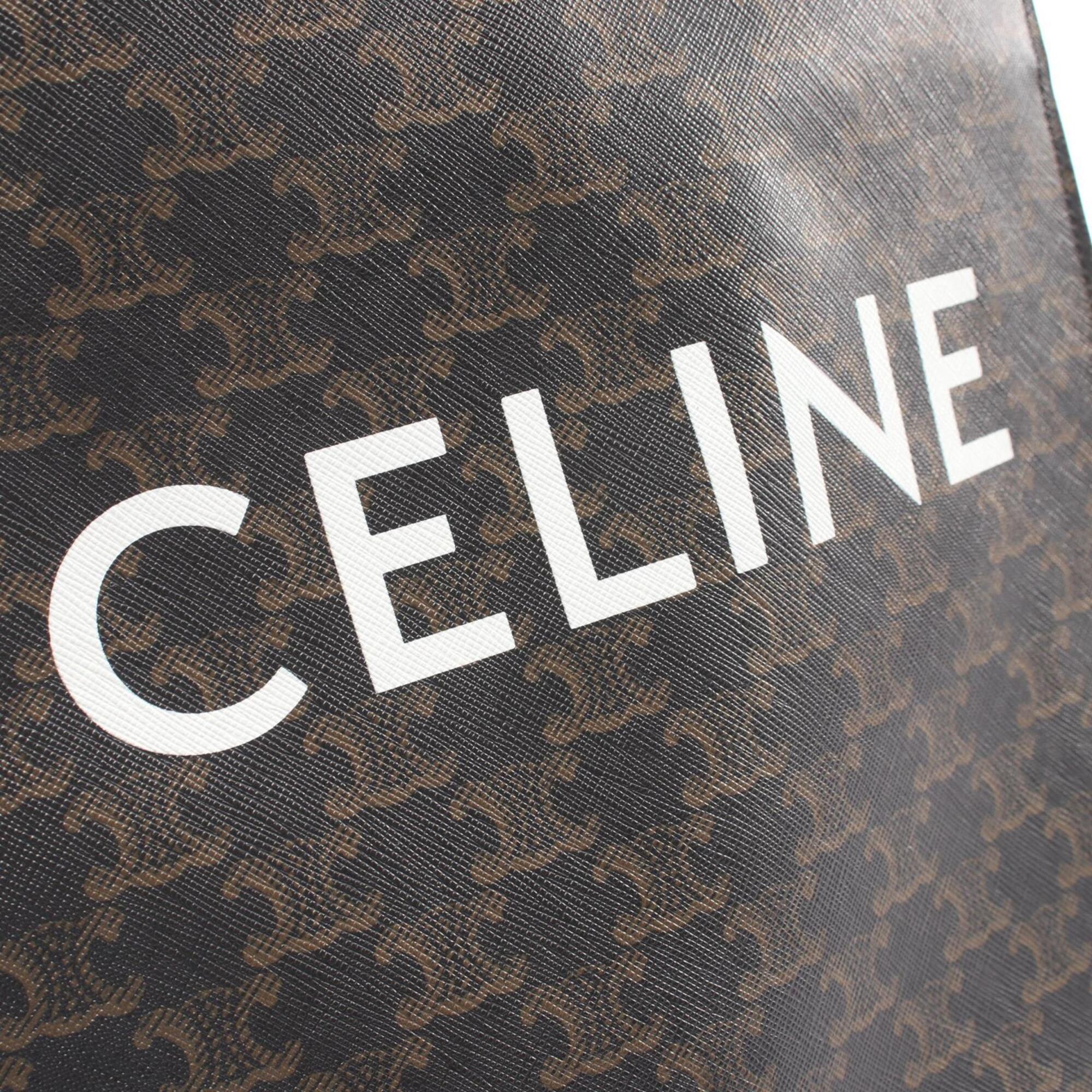 Celine Black Brown Coated Canvas Leather Handbag Tote Bag (Pre-Owned)