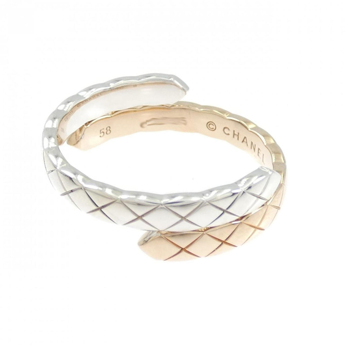 Chanel Pink Gold (18K) White Gold (18K) Band Ring (Pre-Owned)