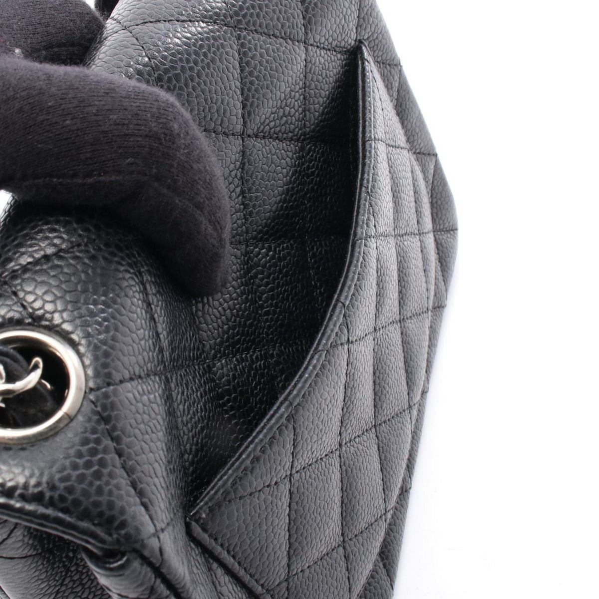Chanel Black Leather Handbag Shoulder Bag (Pre-Owned)