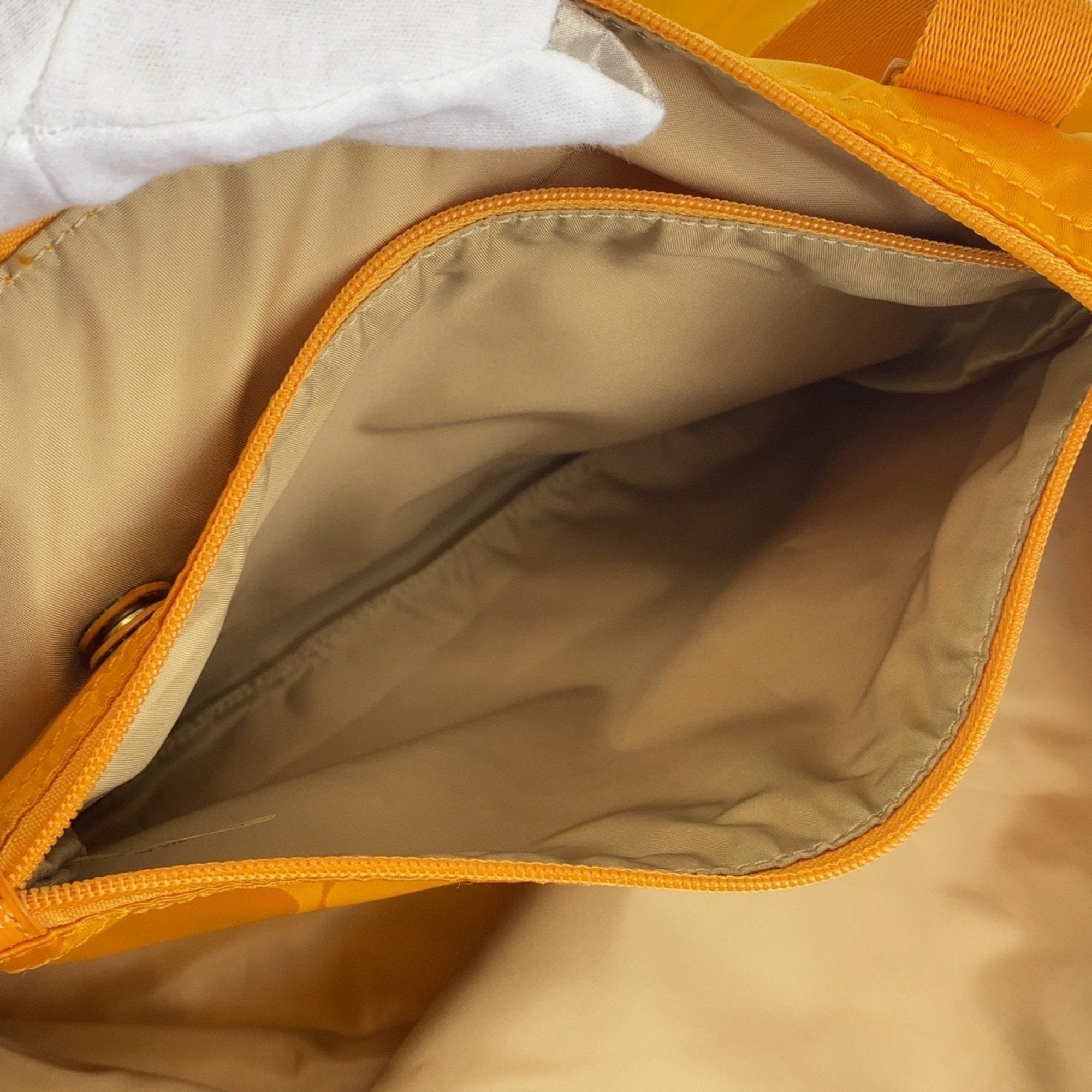 Coach Yellow Nylon Leather Shoulder Bag Tote Bag (Pre-Owned)