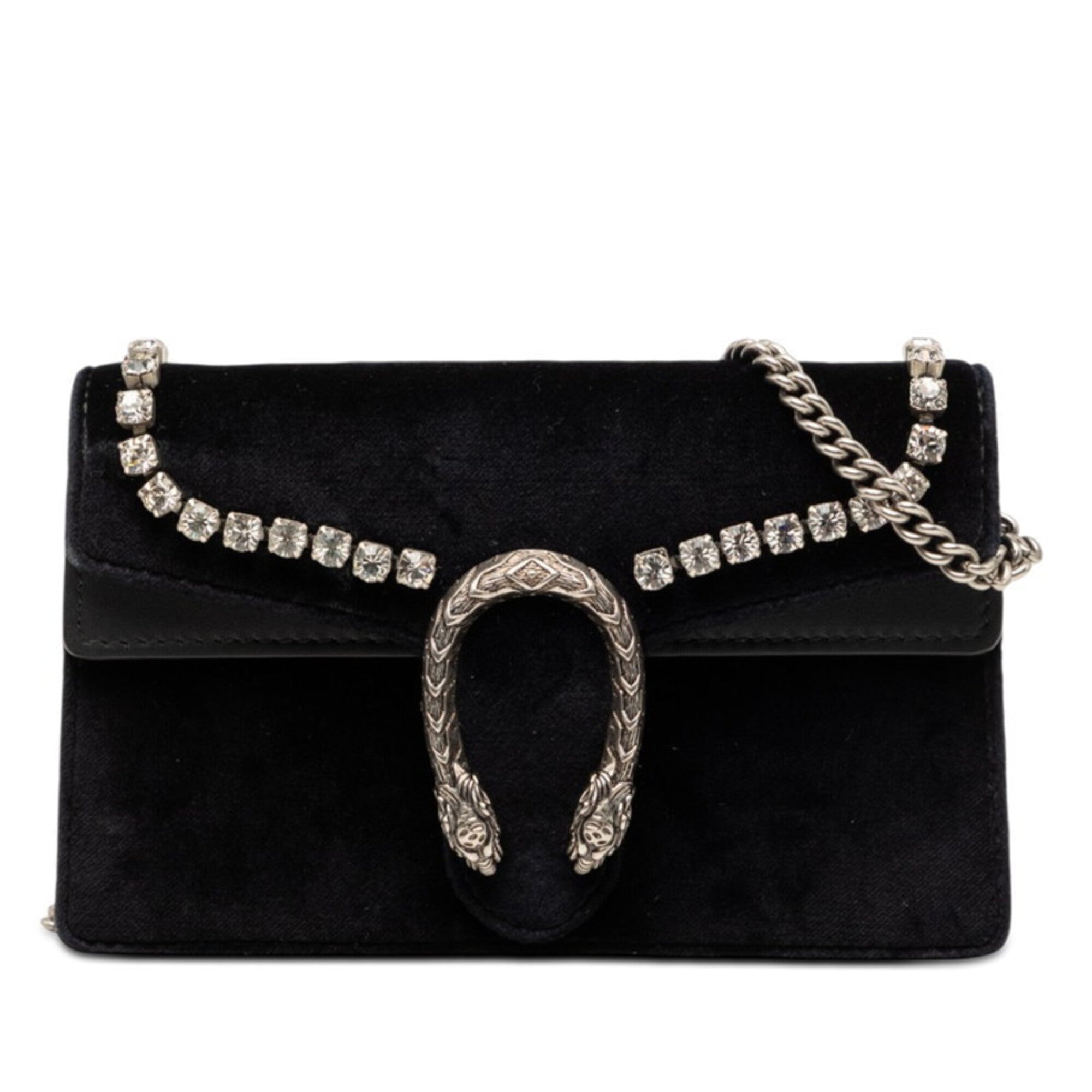 Gucci Black Leather Rhinestone Shoulder Bag (Pre-Owned)
