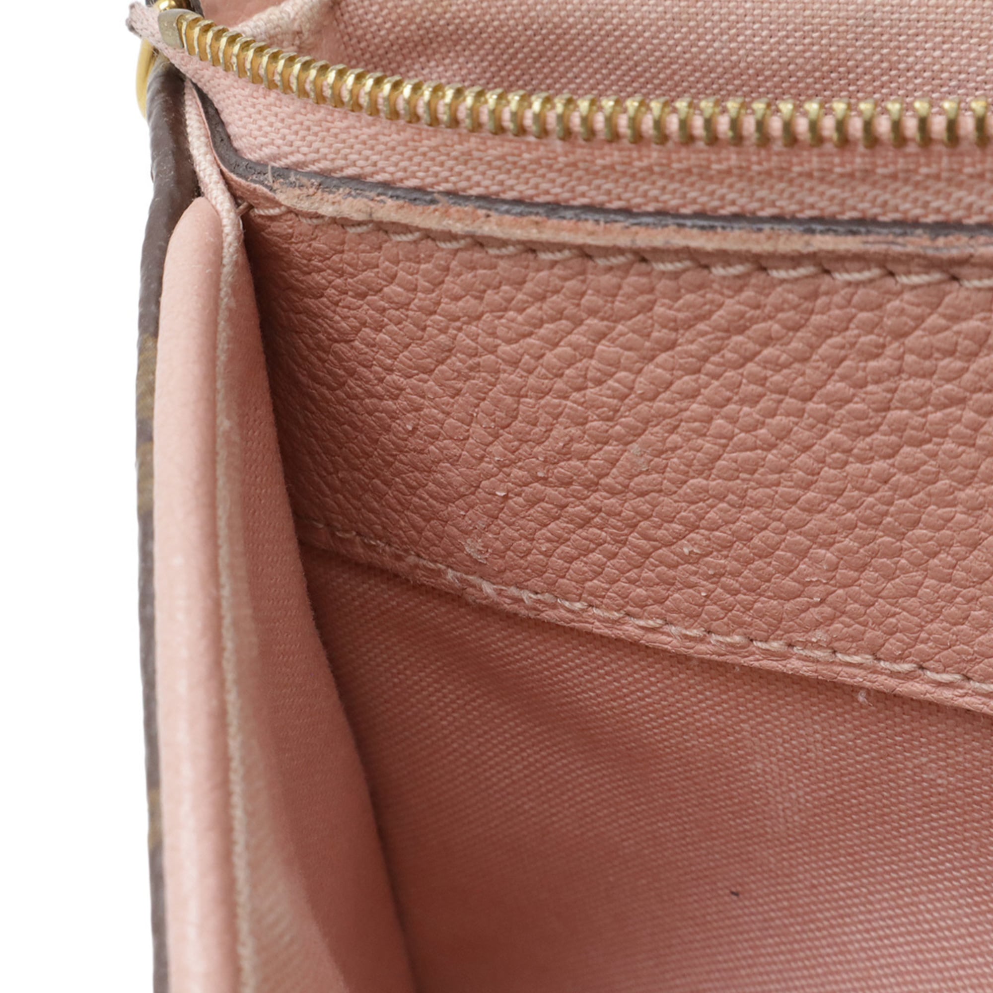 Louis Vuitton Rose Poudre Monogram Canvas Leather Clutch Bag Shoulder Bag (Pre-Owned)