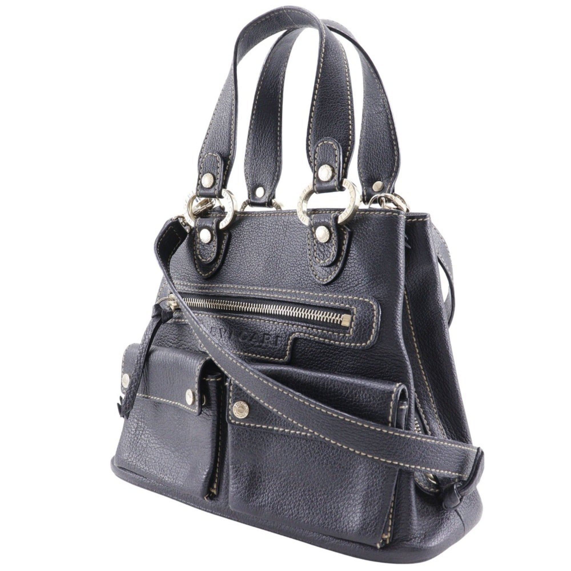 Bvlgari Black Leather Handbag (Pre-Owned)