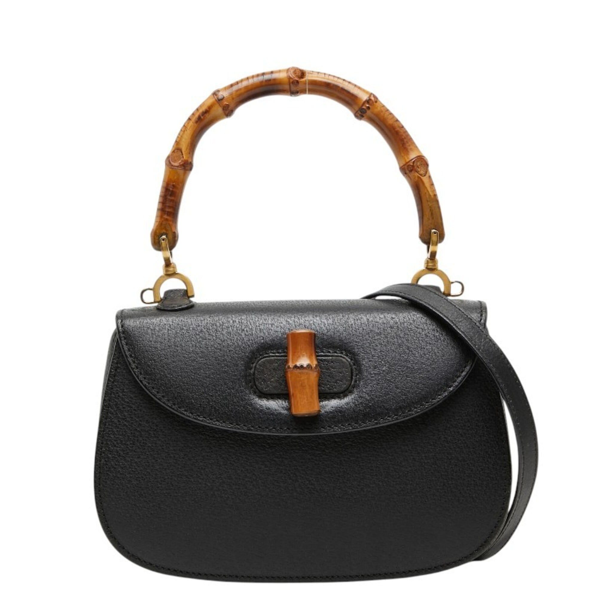 Gucci Black Leather Handbag Shoulder Bag (Pre-Owned)