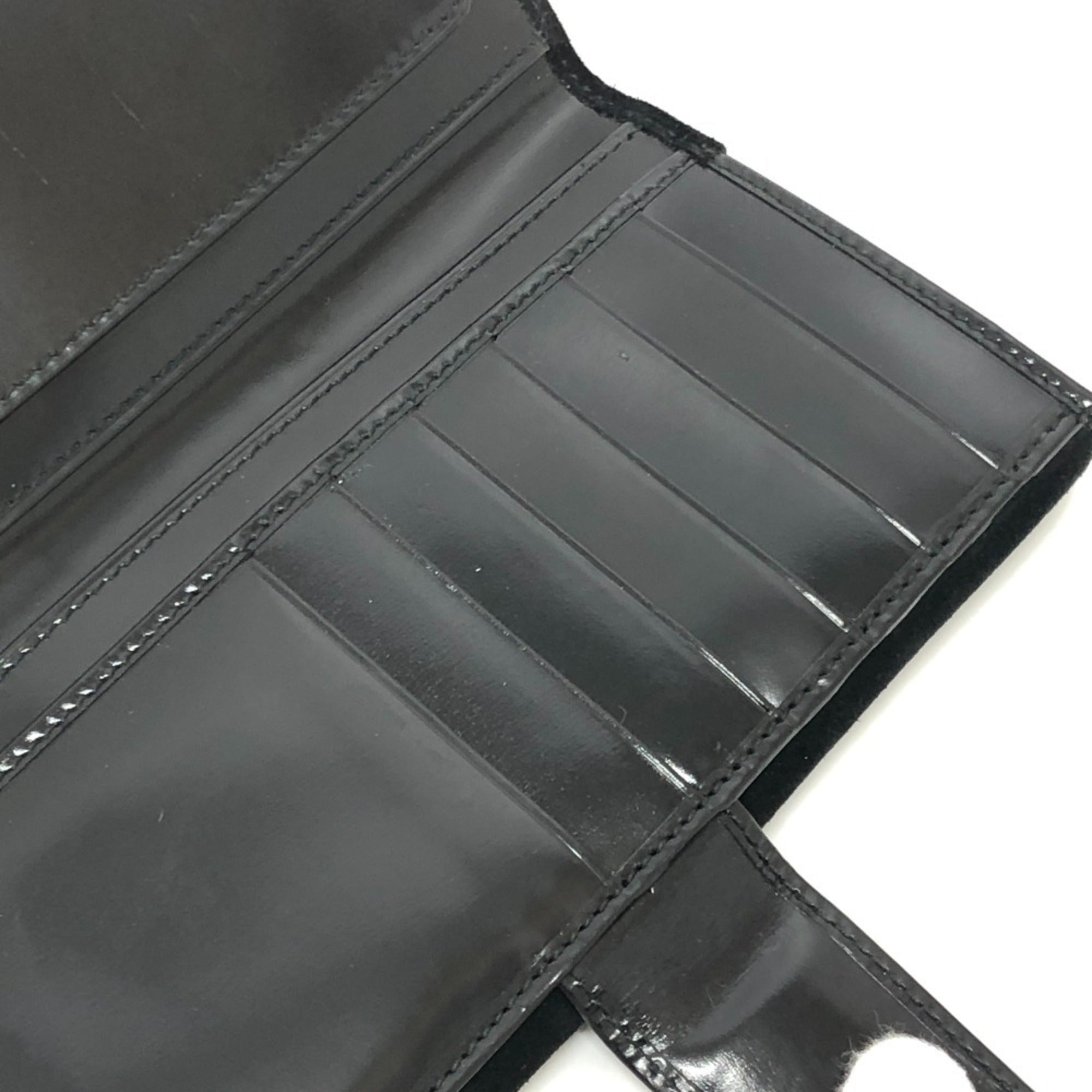 Gucci Black Suede Leather Long Wallet (Bi-Fold) (Pre-Owned)