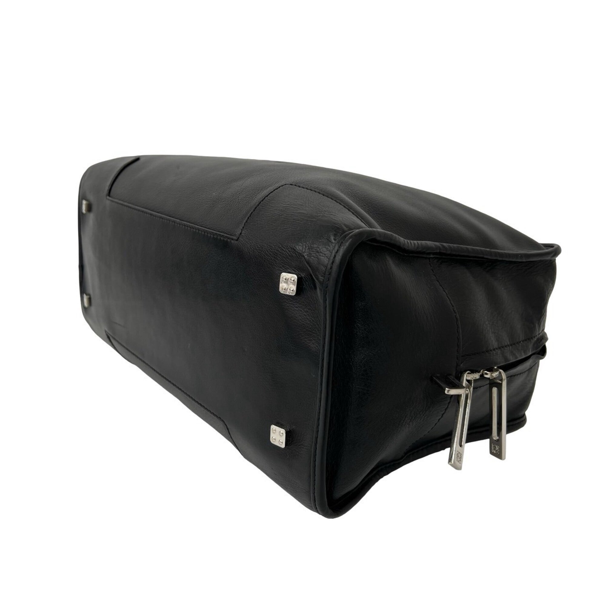 Loewe Black Leather Boston Bag Handbag Tote Bag (Pre-Owned)