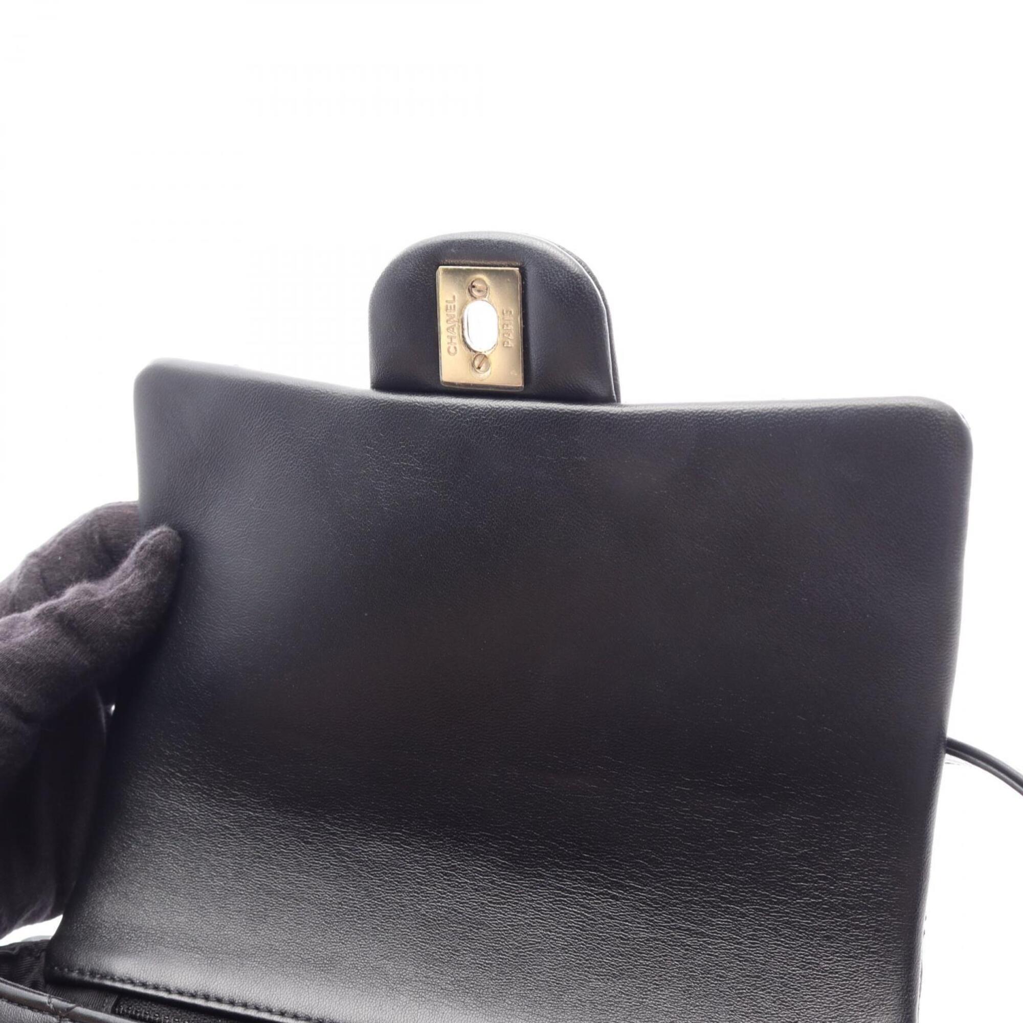 Chanel Black Leather Handbag Shoulder Bag (Pre-Owned)