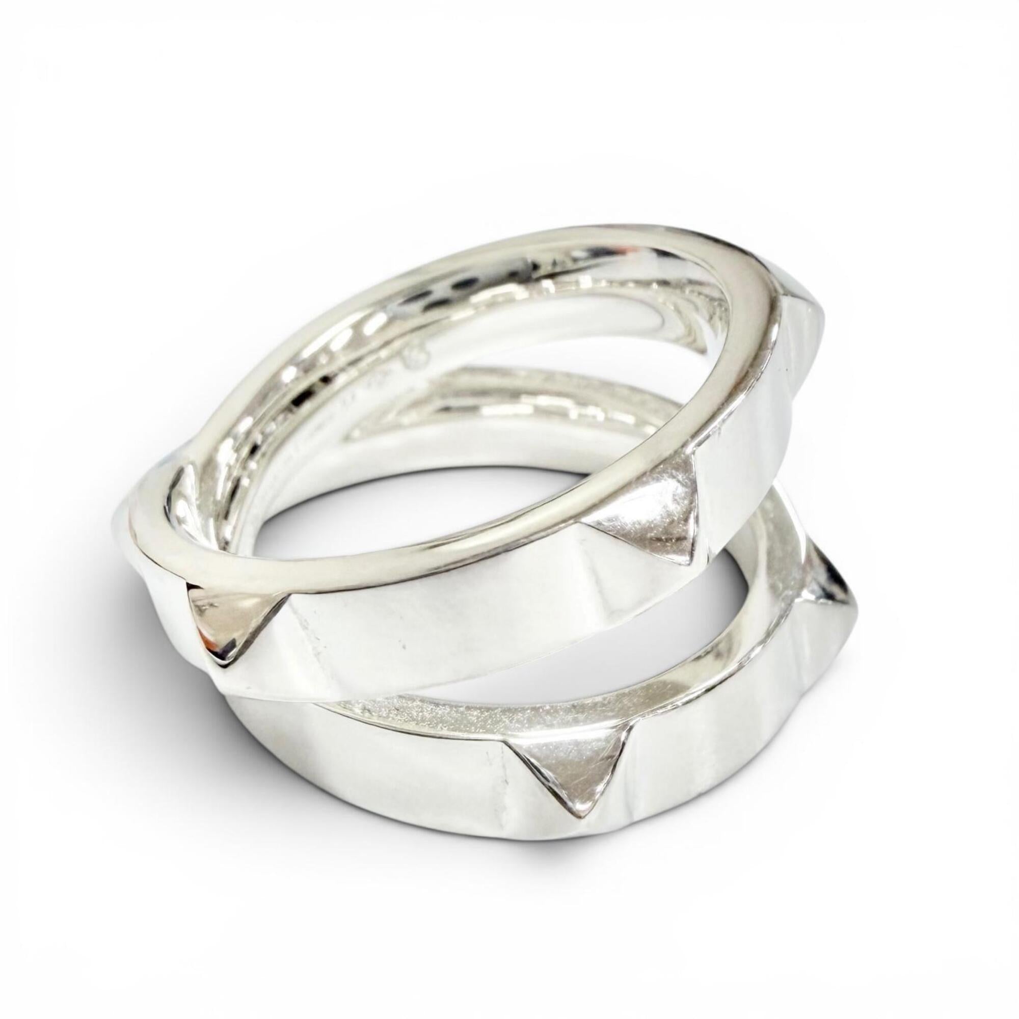 Hermes Silver Silver 925 Band Ring (Pre-Owned)