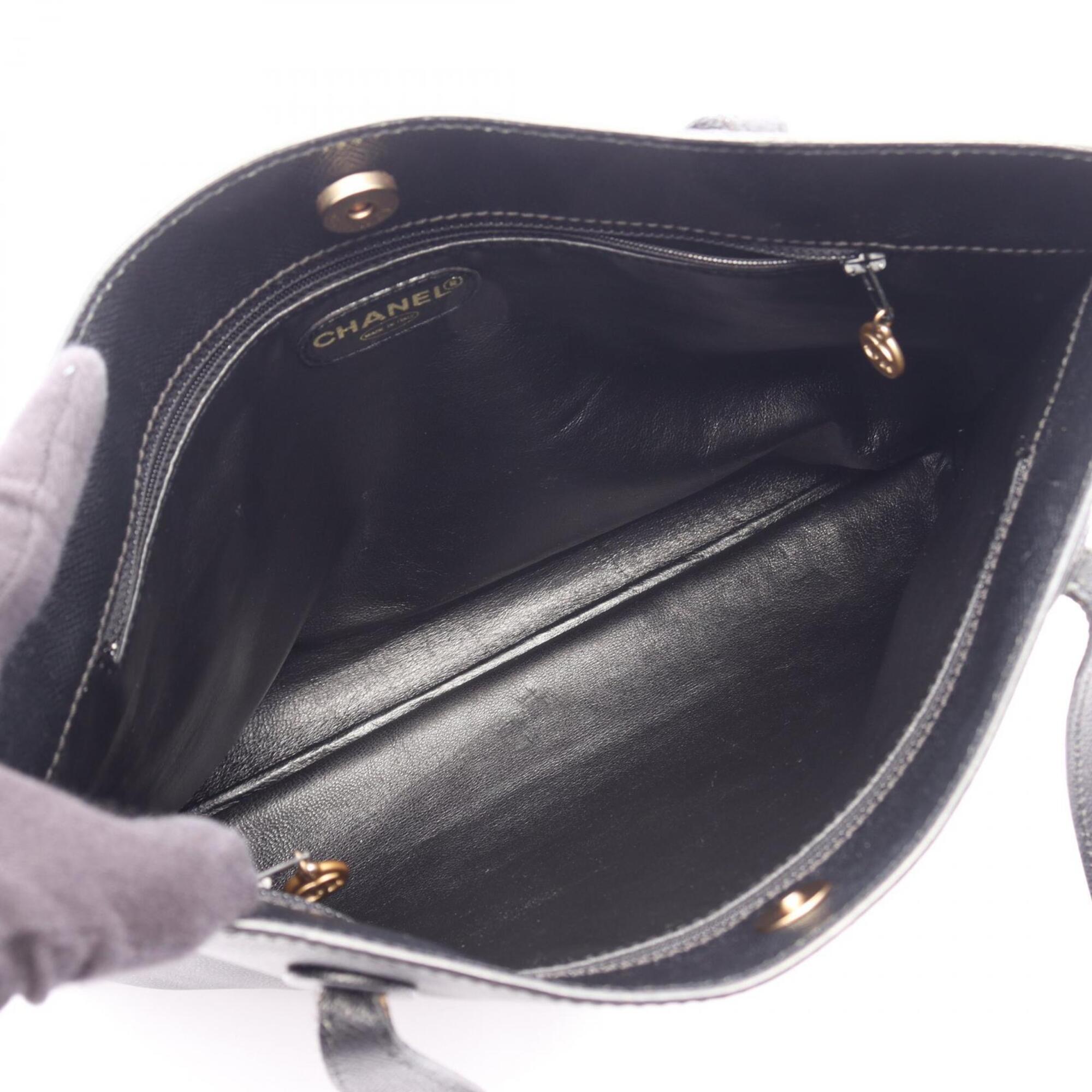 Chanel Black Grained Calfskin Handbag Tote Bag (Pre-Owned)