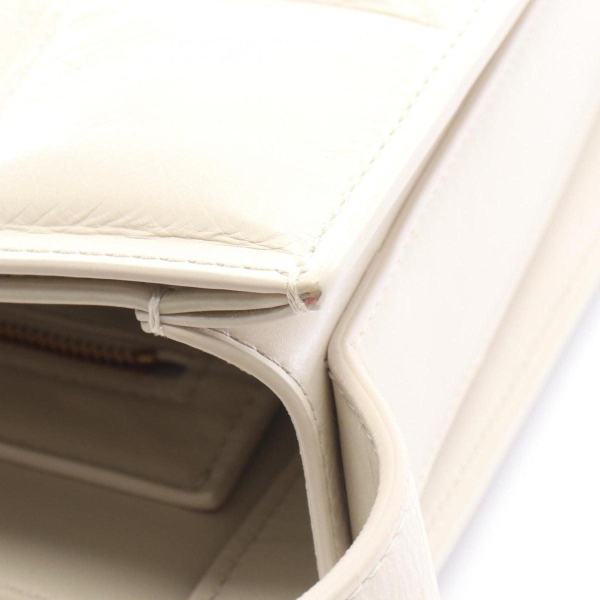 Bottega Veneta White Leather Handbag Shoulder Bag (Pre-Owned)