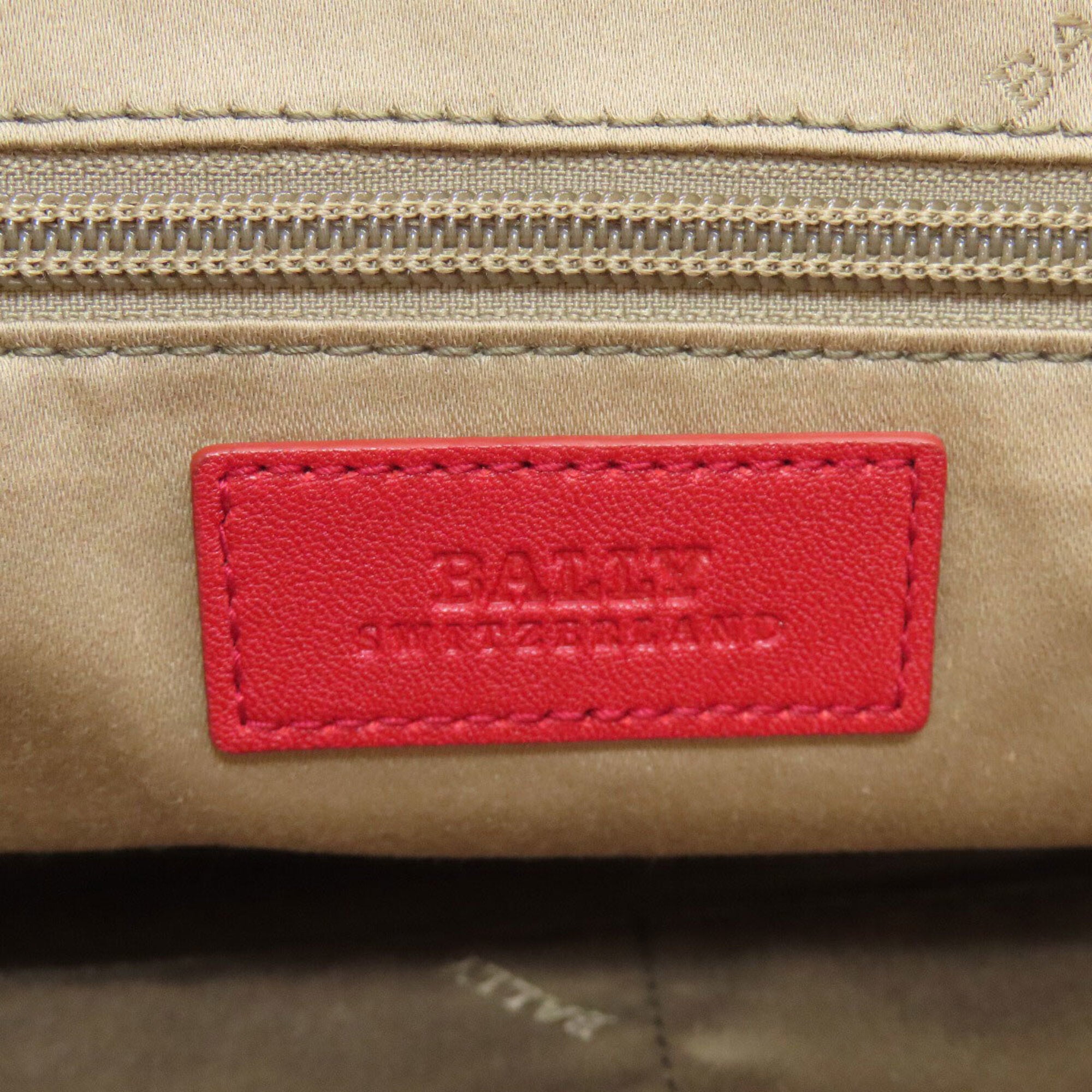 Bally Red Color Leather Tote Bag (Pre-Owned)