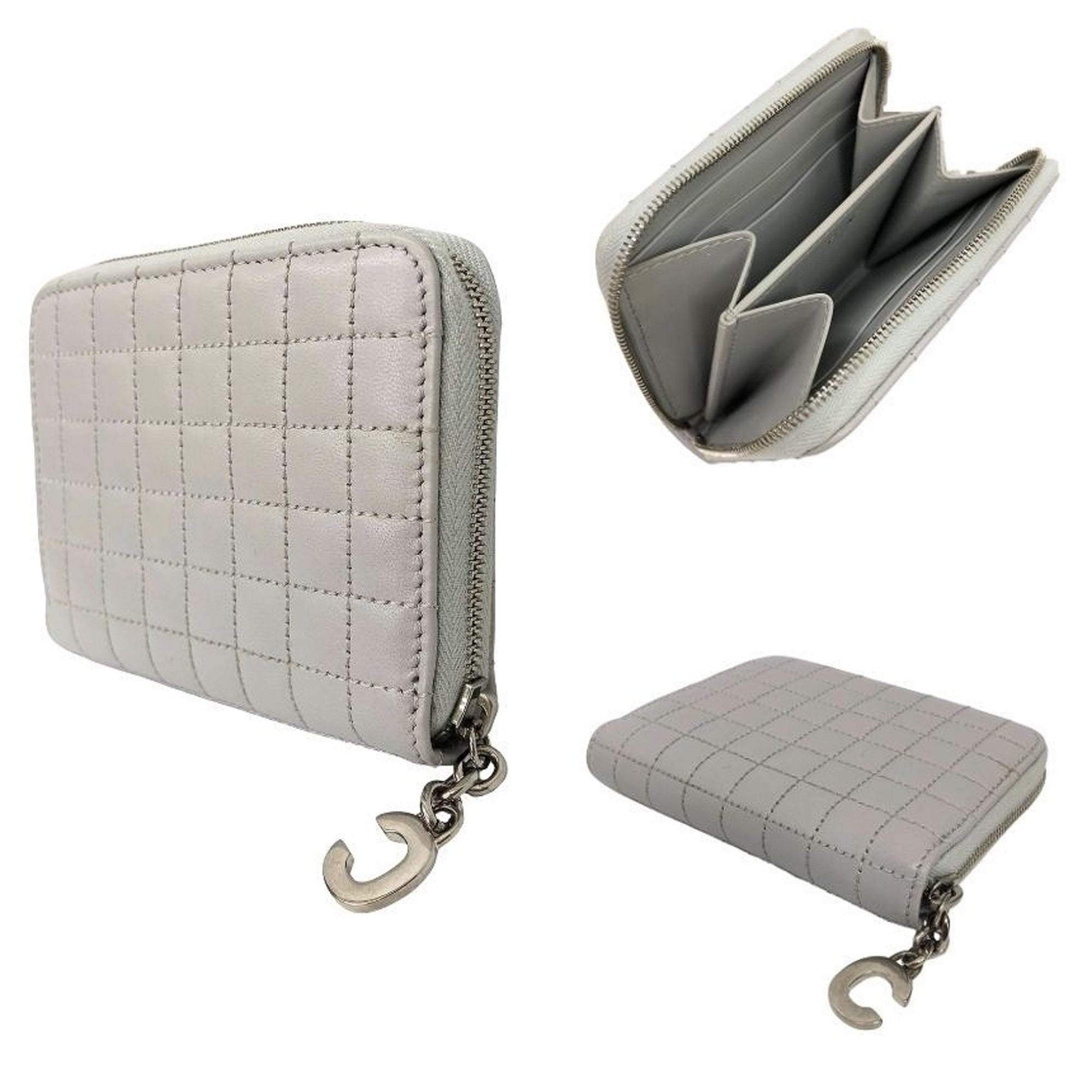 Celine Light Gray Leather Wallet (Bi-Fold) (Pre-Owned)
