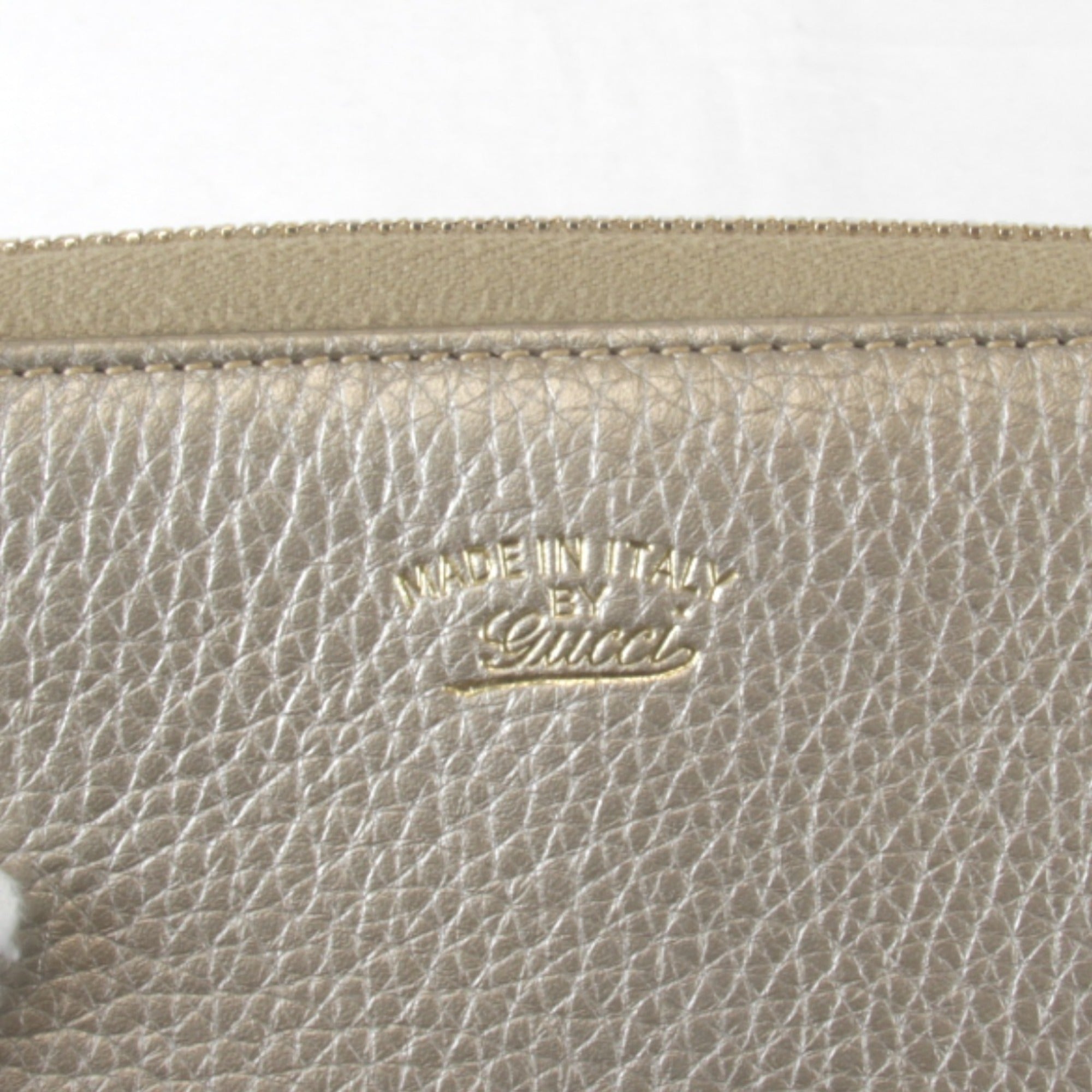 Gucci Gold White Leather Long Wallet (Bi-Fold) (Pre-Owned)
