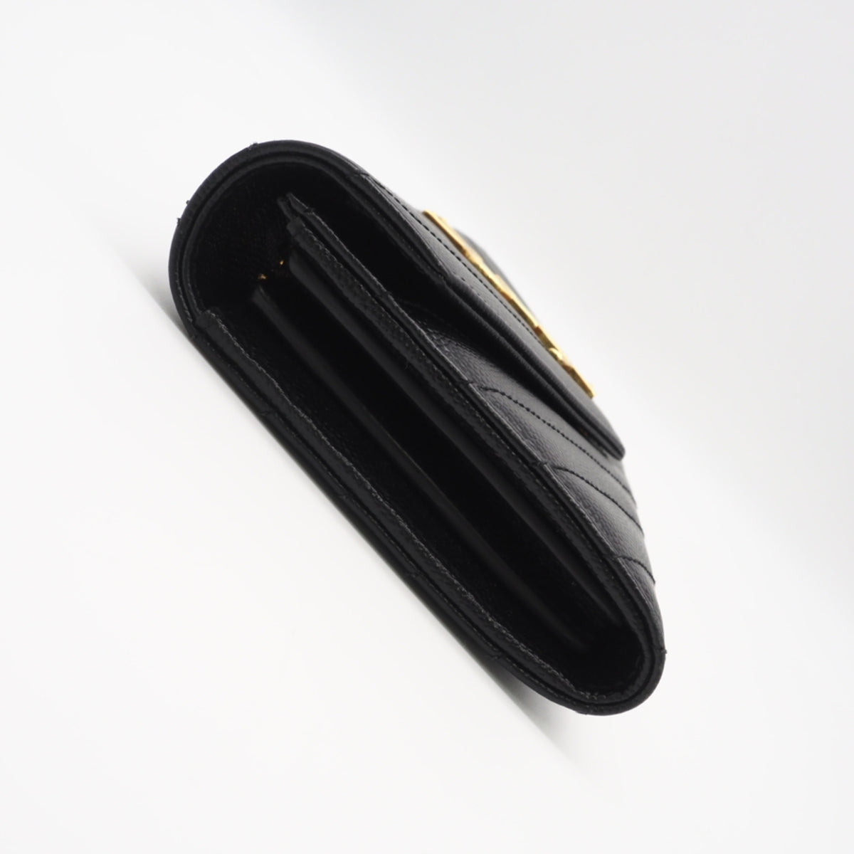 Yves Saint Laurent Black Leather Long Wallet (Bi-Fold) (Pre-Owned)