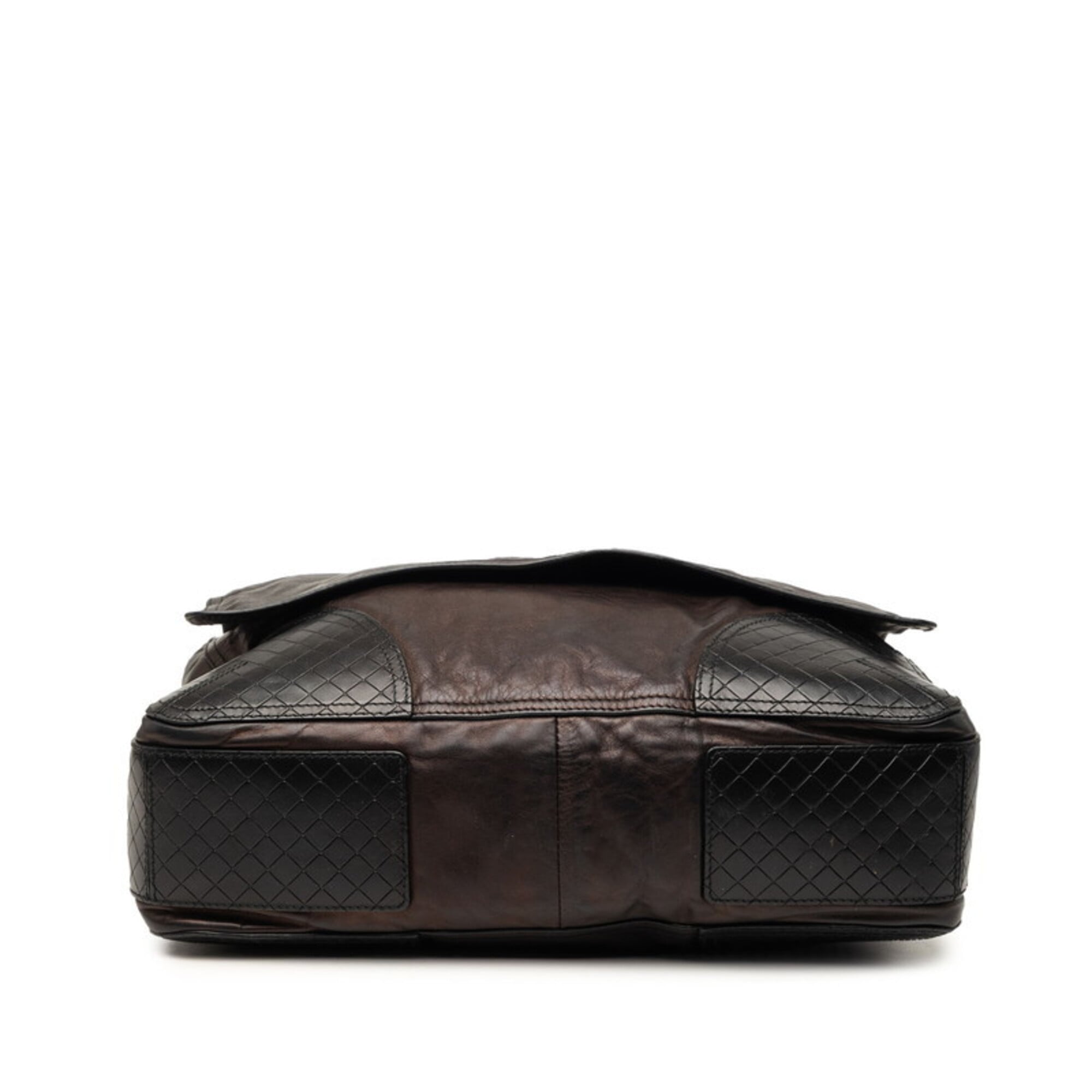 Bottega Veneta Black Intrecciato Messenger Bag Shoulder Bag (Pre-Owned)