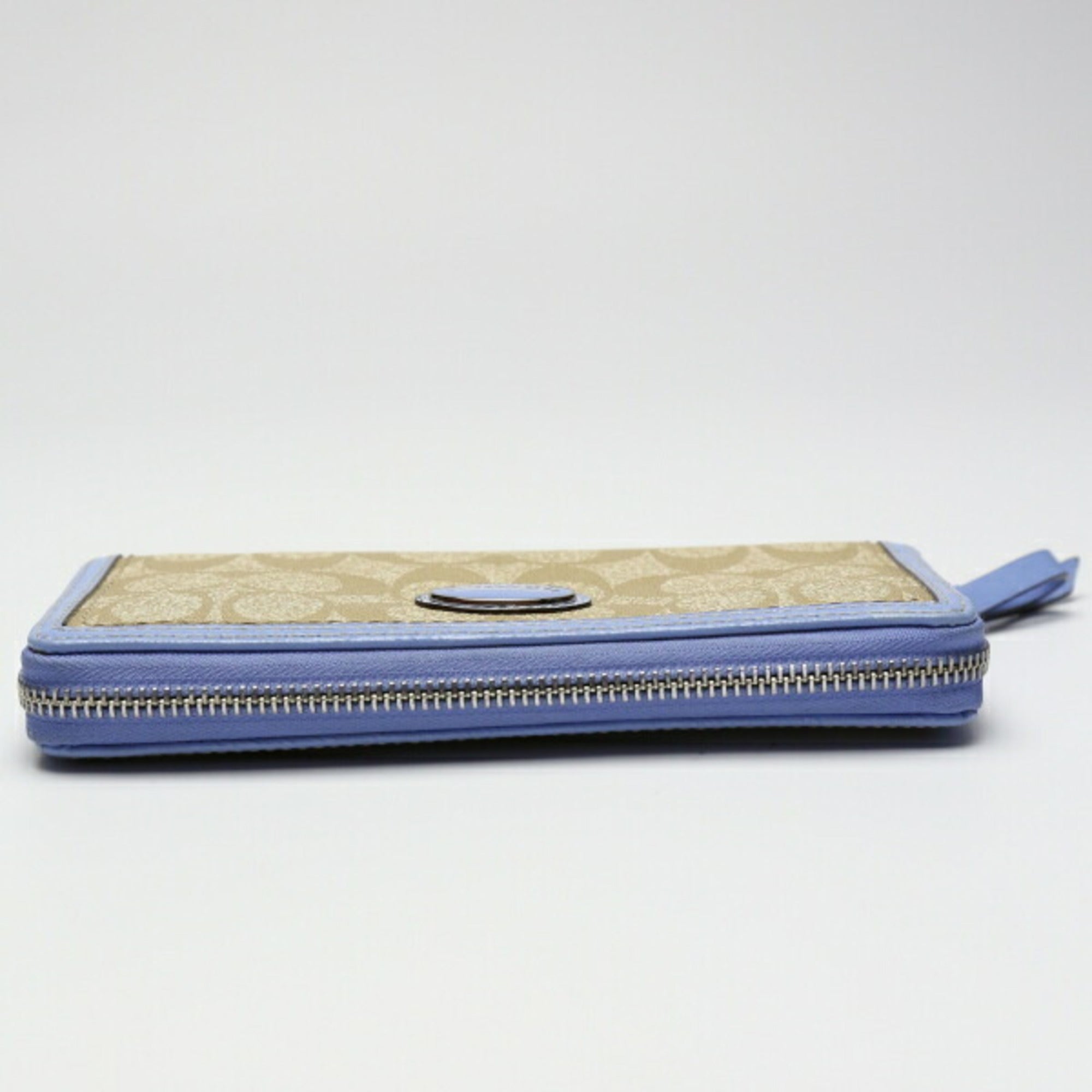 Coach Beige Light Blue Pvc Long Wallet (Bi-Fold) (Pre-Owned)