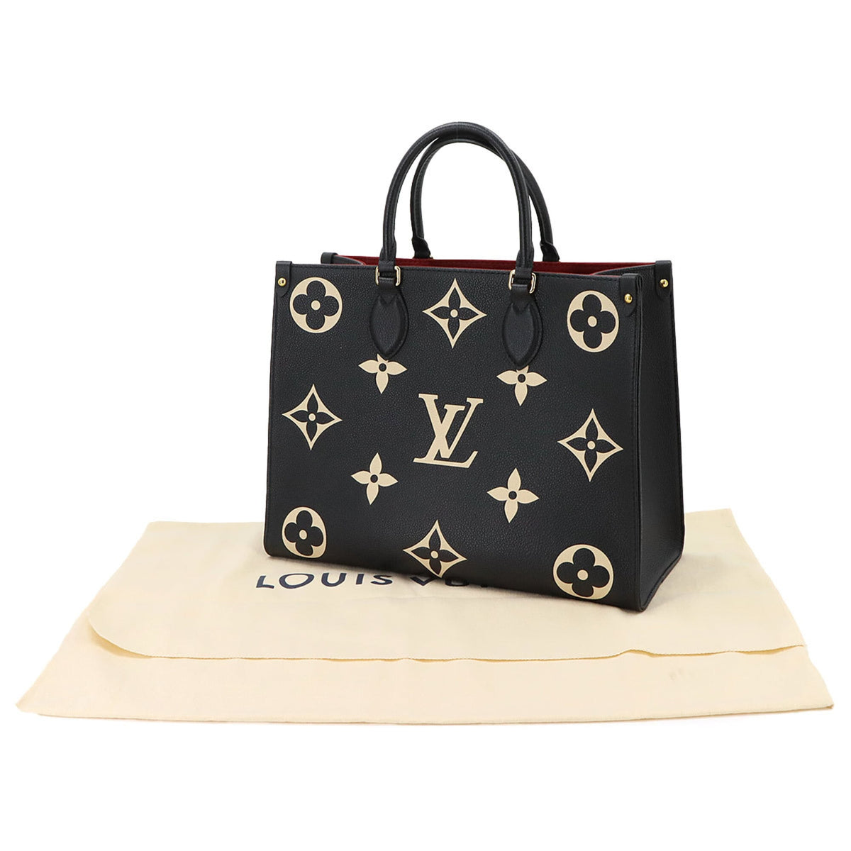 Louis Vuitton Beige Bicolor Black Monogram Monogram Empreinte Handbag Tote Bag (Pre-Owned)
